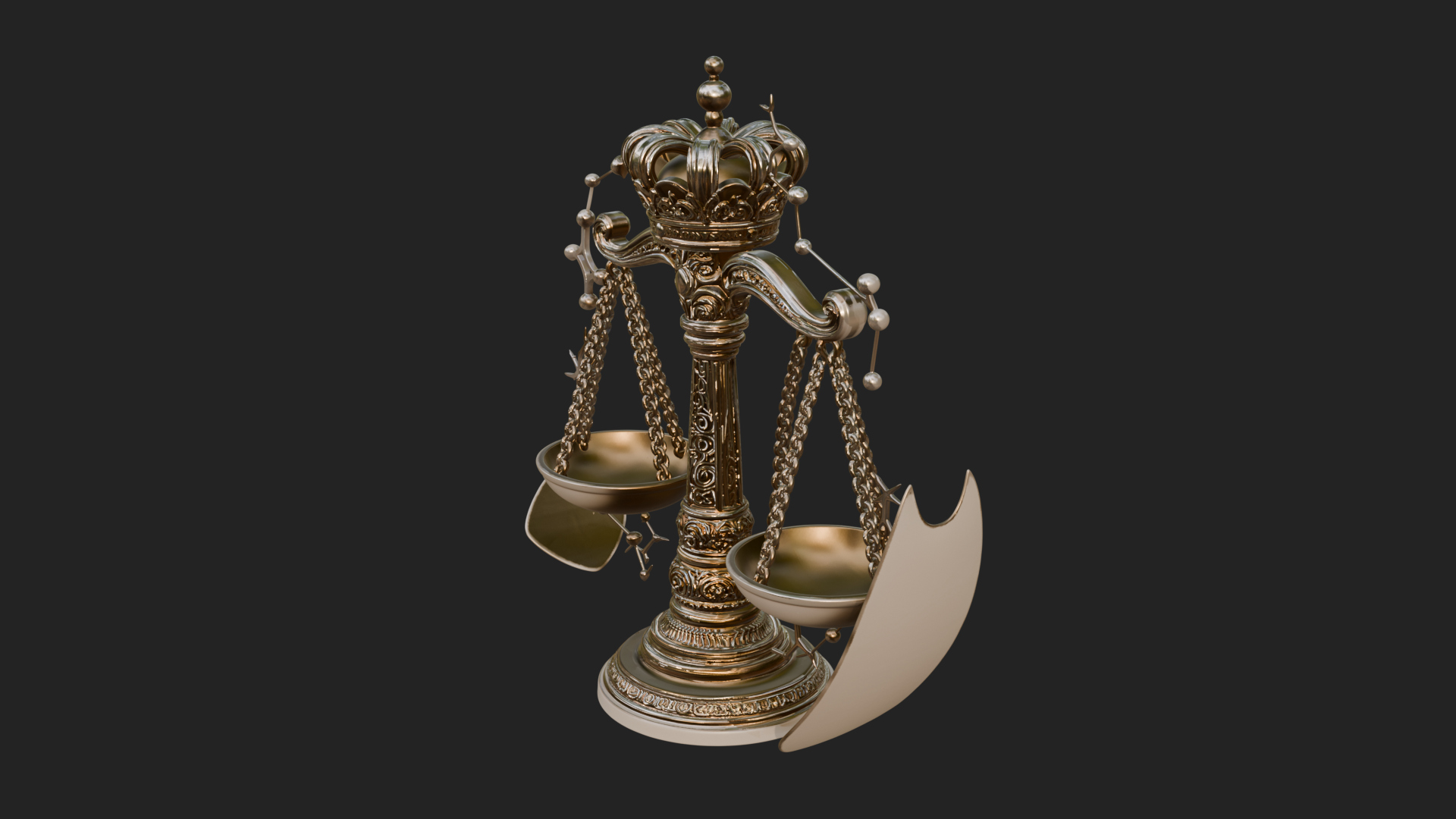 Crowned Justice Scales Model Design 4 3D Print Model 3D Model