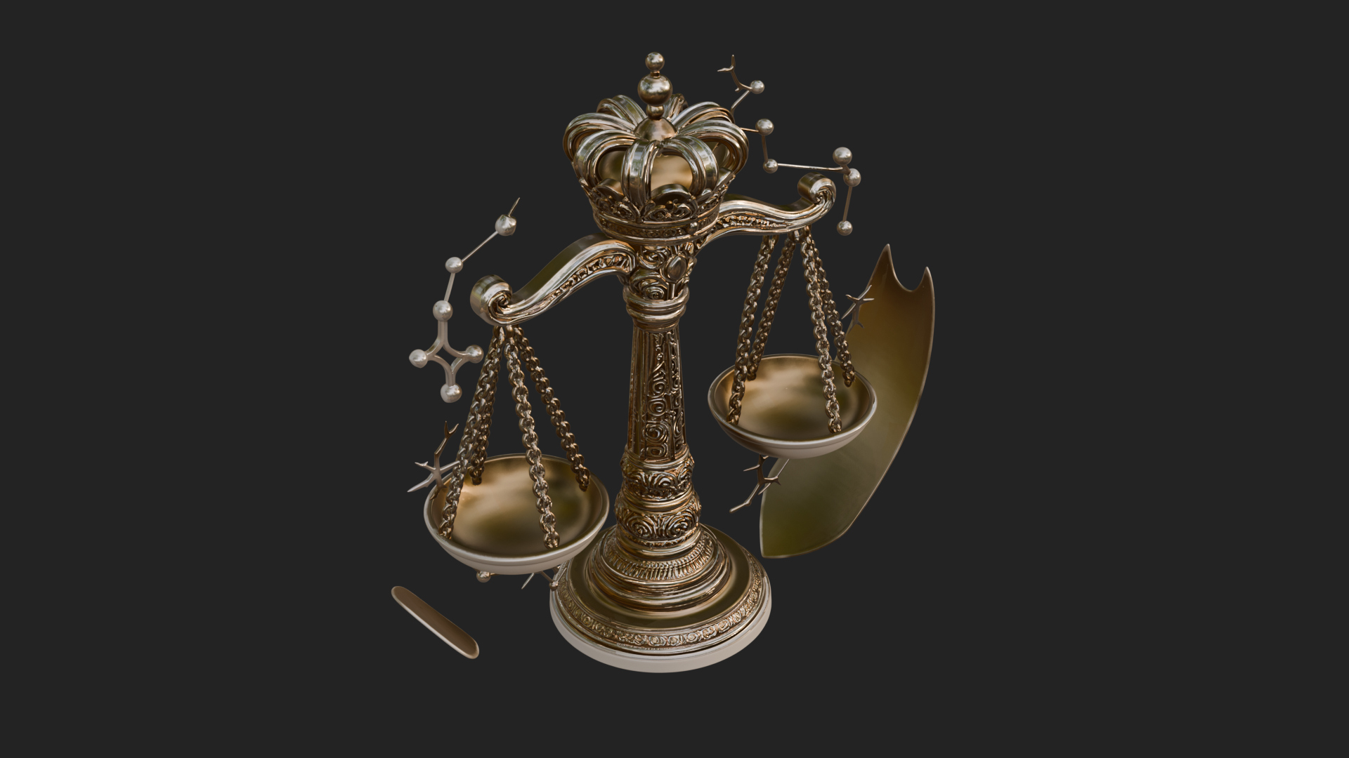 Crowned Justice Scales Model Design 4 3D Print Model 3D Model