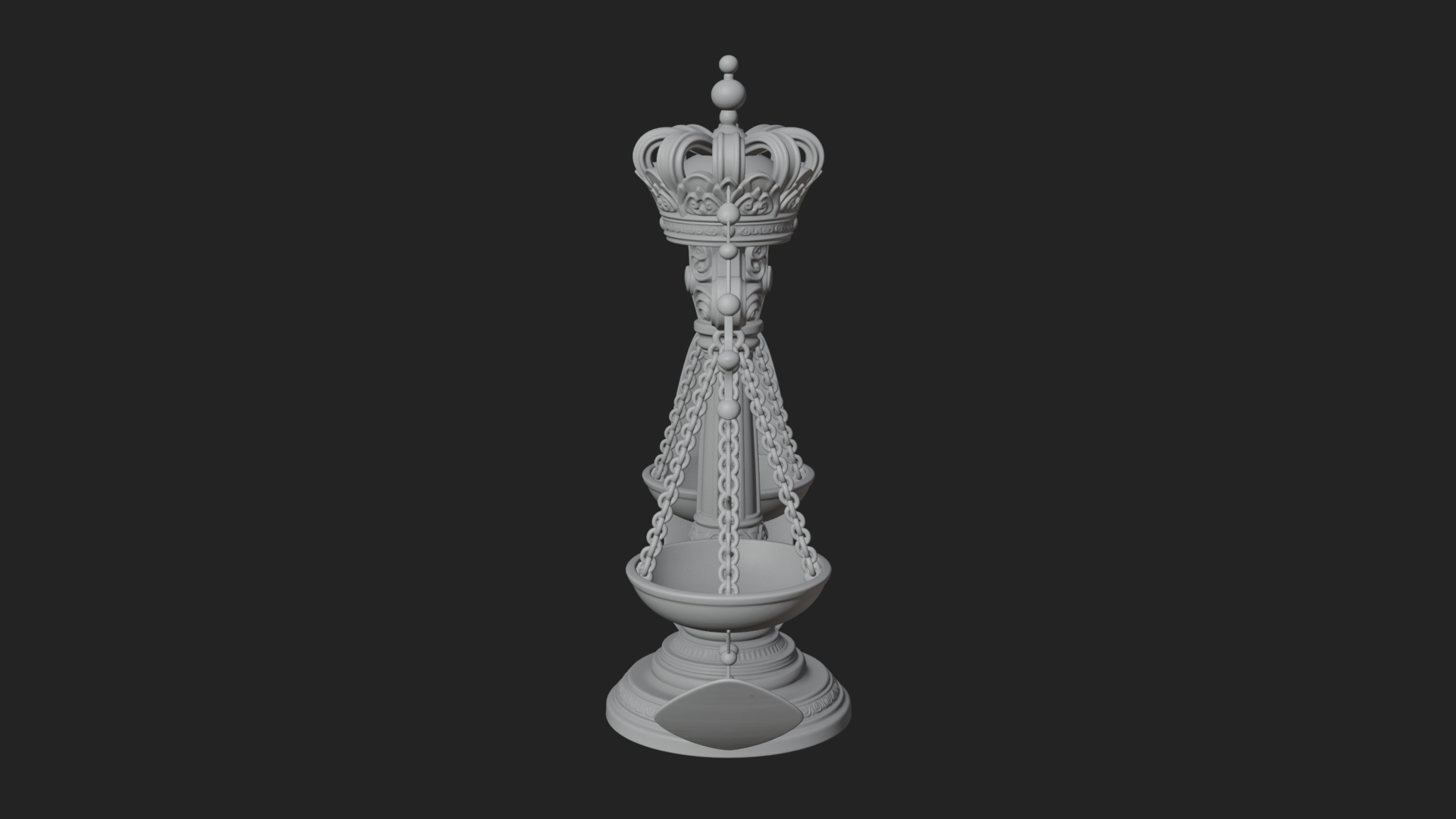 Crowned Justice Scales Model Design 4 3D Print Model 3D Model