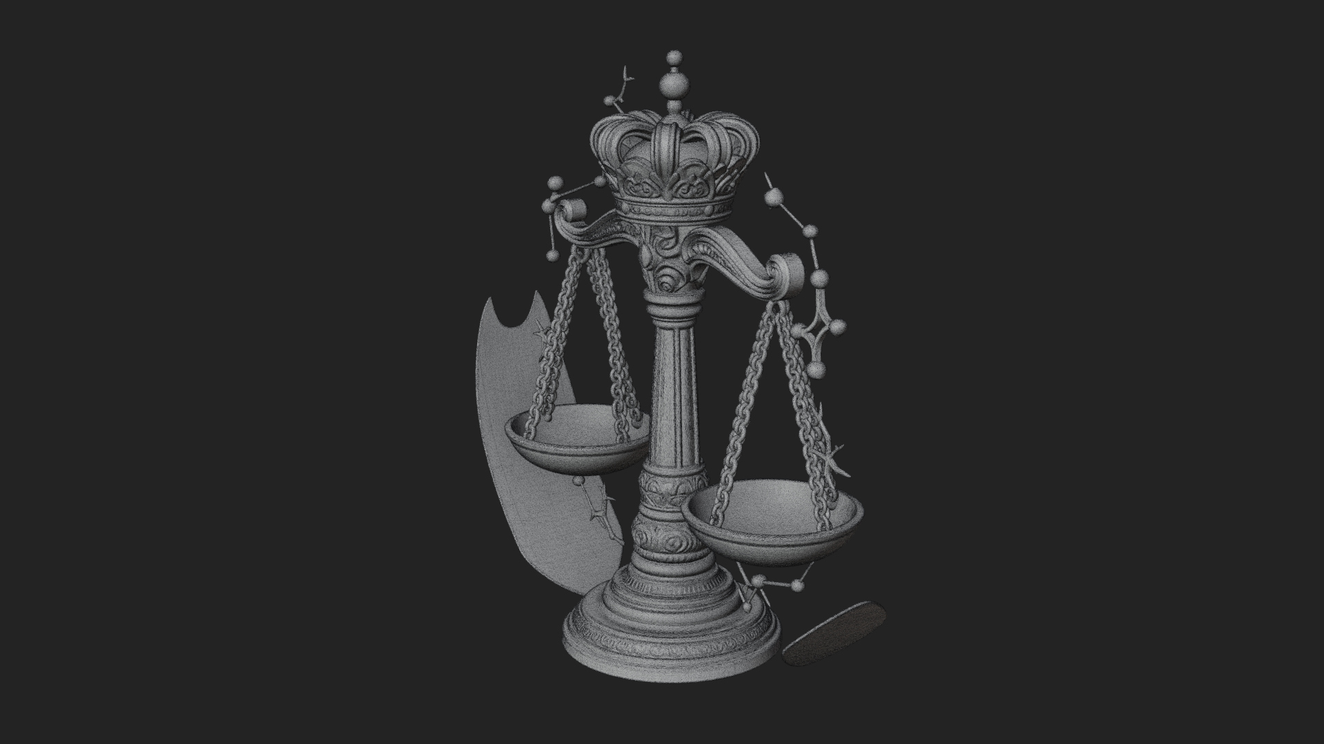 Crowned Justice Scales Model Design 4 3D Print Model 3D Model