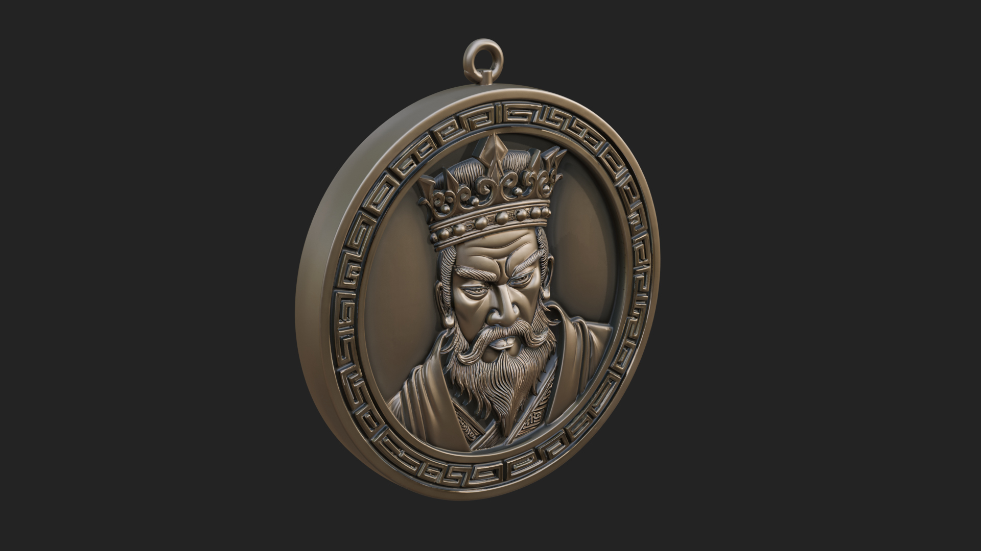 Crowned King Oval Relief Plaque Design 1 3D Print Model 3D Model