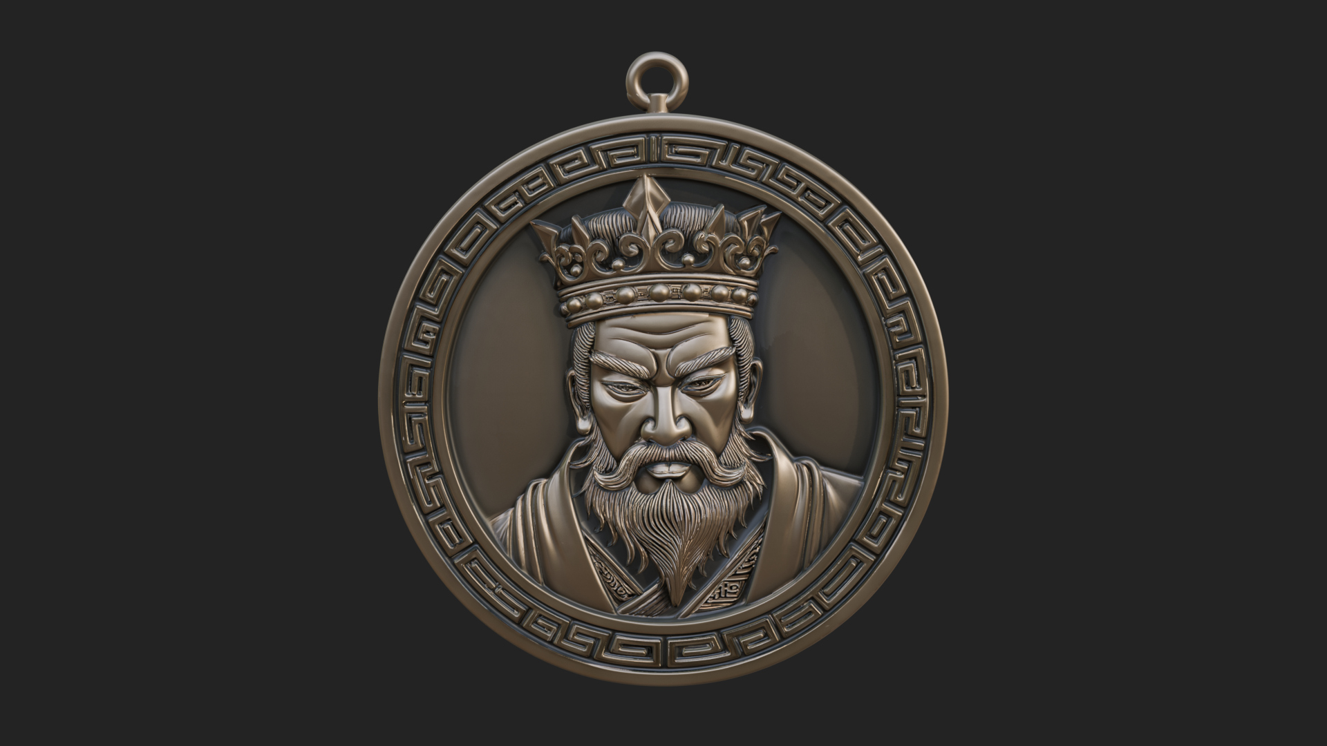 Crowned King Oval Relief Plaque Design 1 3D Print Model 3D Model