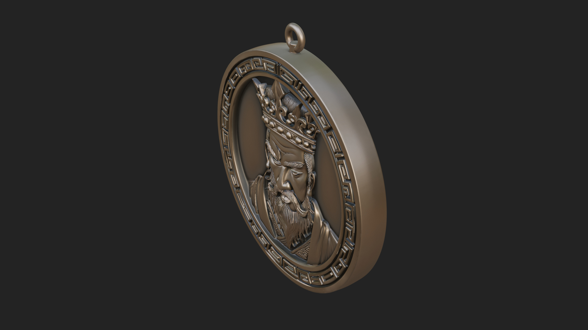 Crowned King Oval Relief Plaque Design 1 3D Print Model 3D Model