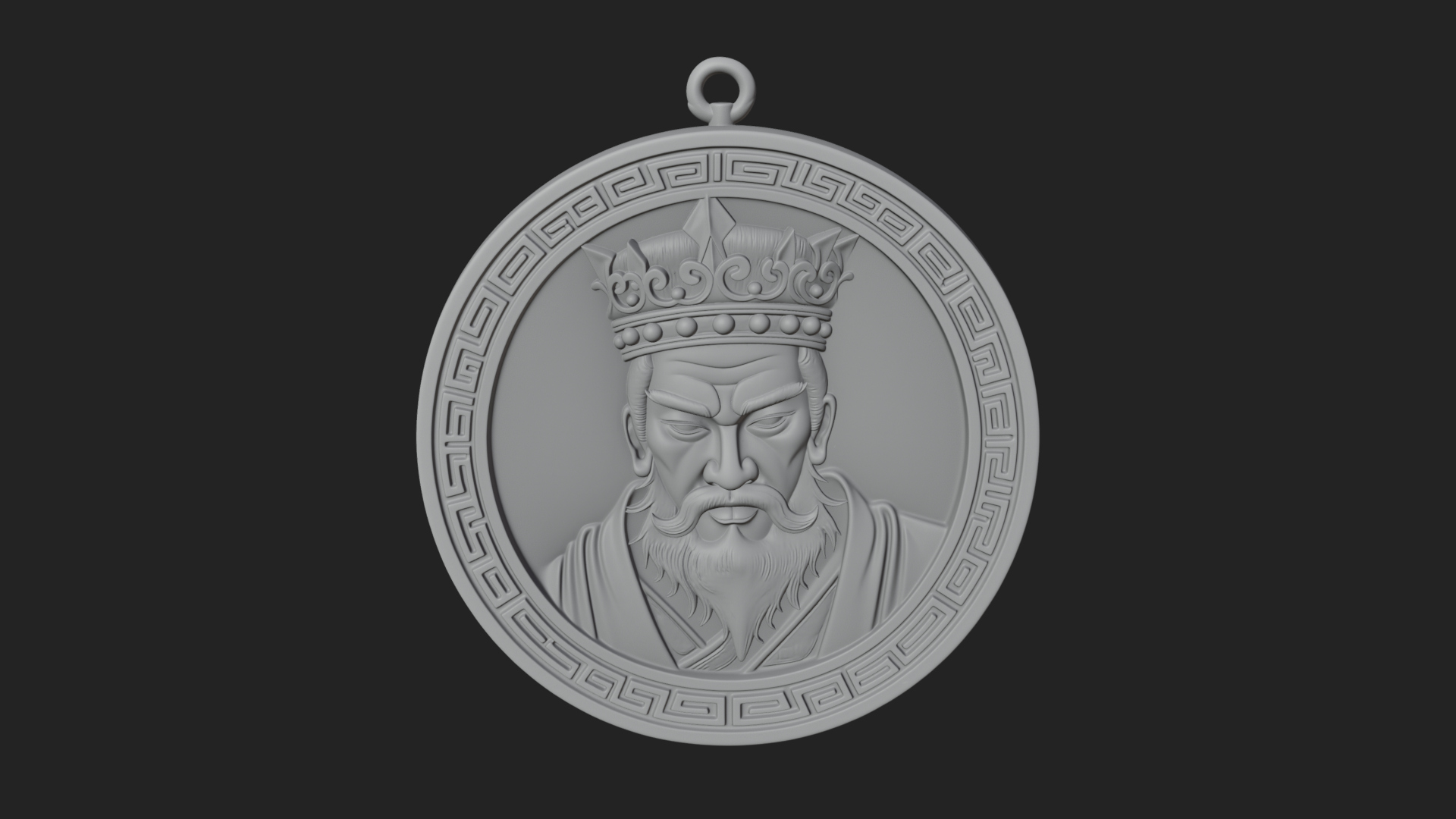 Crowned King Oval Relief Plaque Design 1 3D Print Model 3D Model