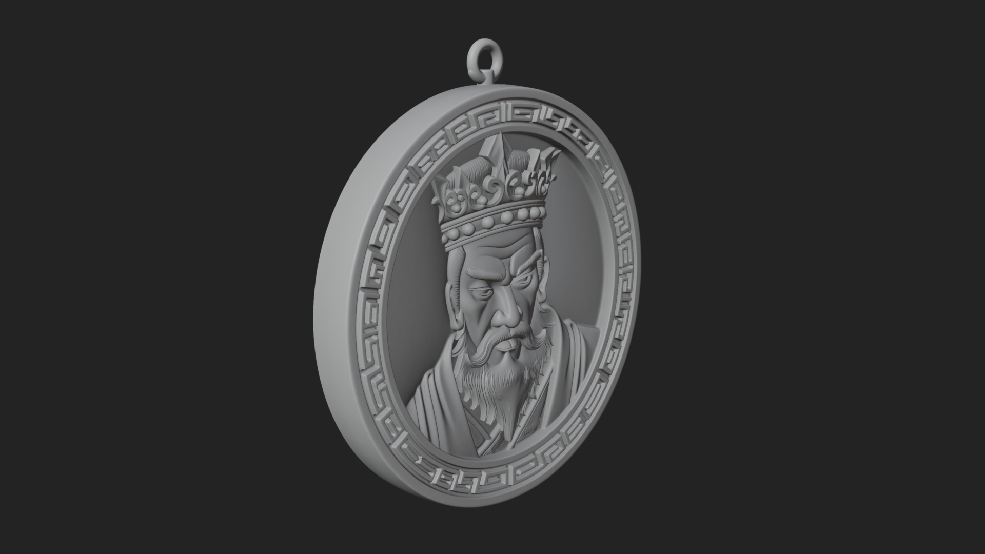 Crowned King Oval Relief Plaque Design 1 3D Print Model 3D Model