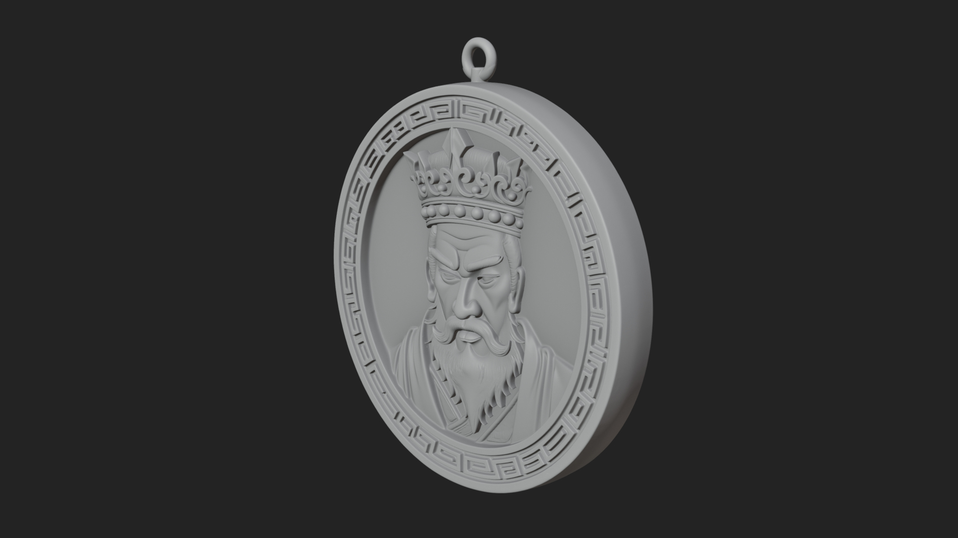 Crowned King Oval Relief Plaque Design 1 3D Print Model 3D Model