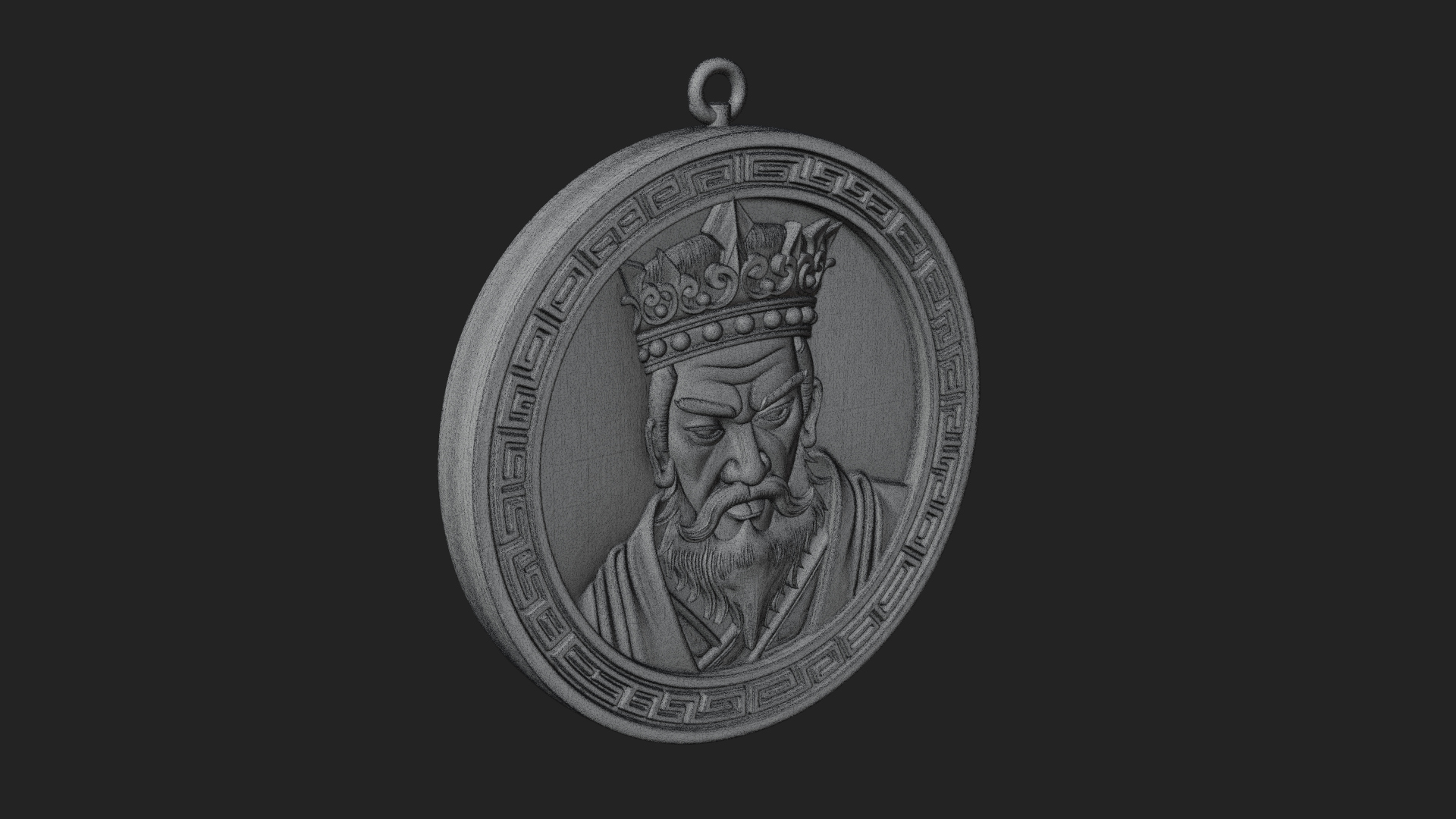 Crowned King Oval Relief Plaque Design 1 3D Print Model 3D Model
