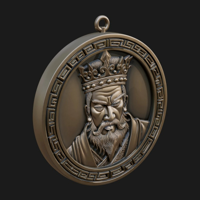 Crowned King Oval Relief Plaque Design 1 3D Print Model