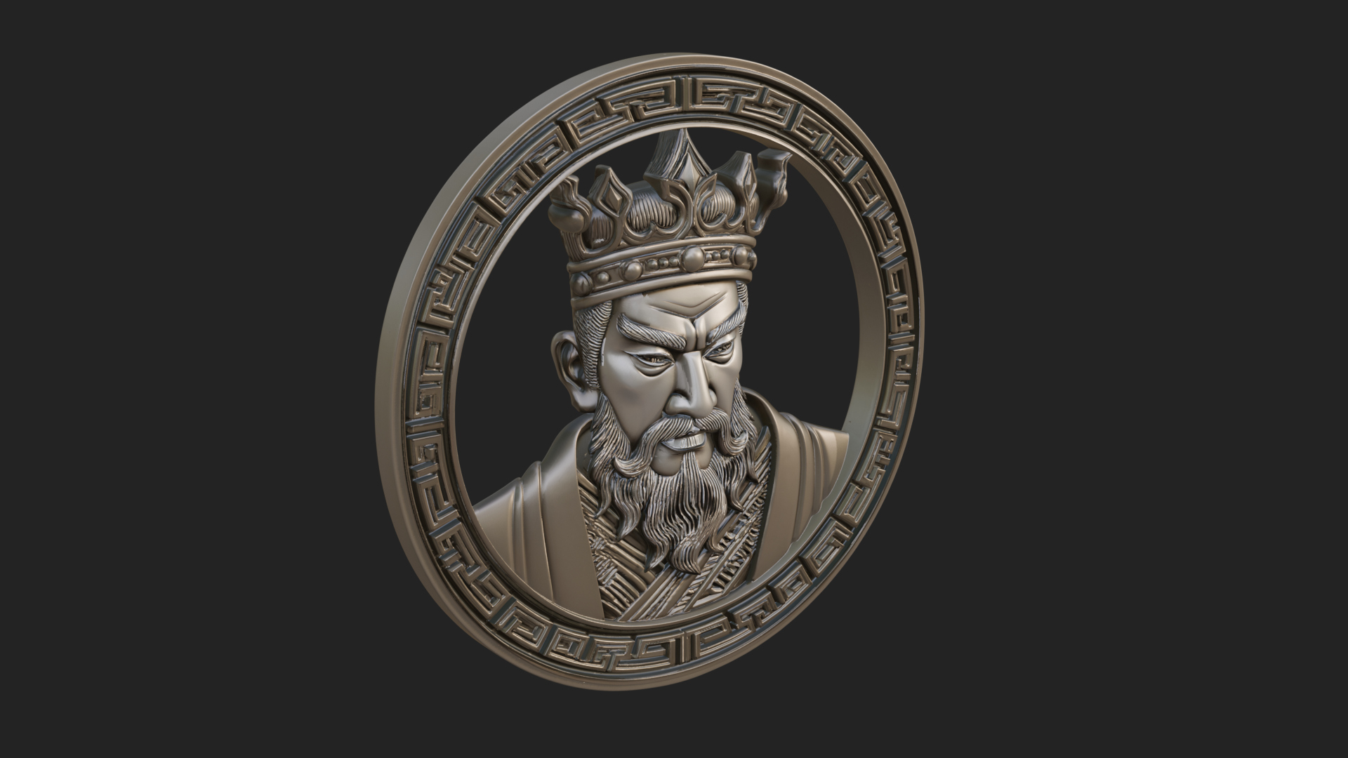 Crowned King Oval Relief Plaque Design 2 3D Print Model 3D Model