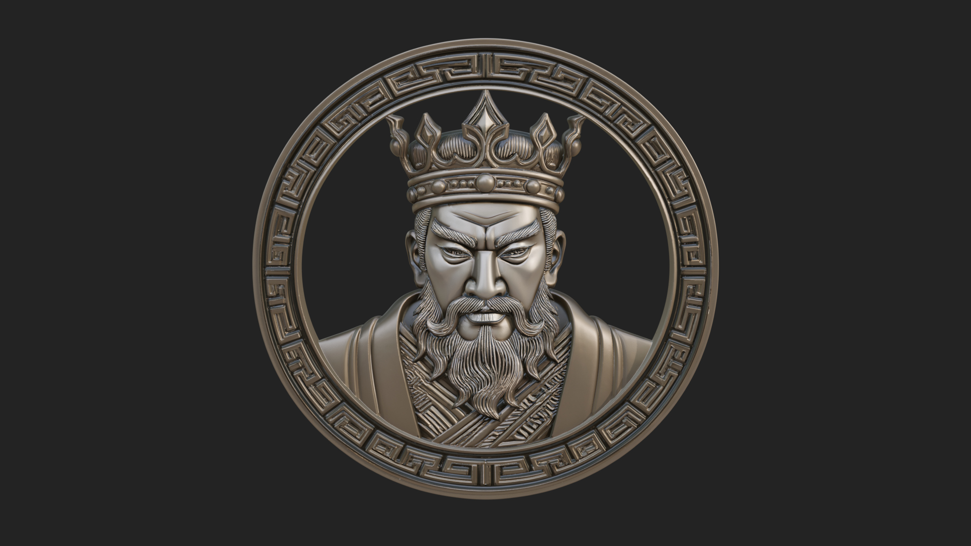 Crowned King Oval Relief Plaque Design 2 3D Print Model 3D Model