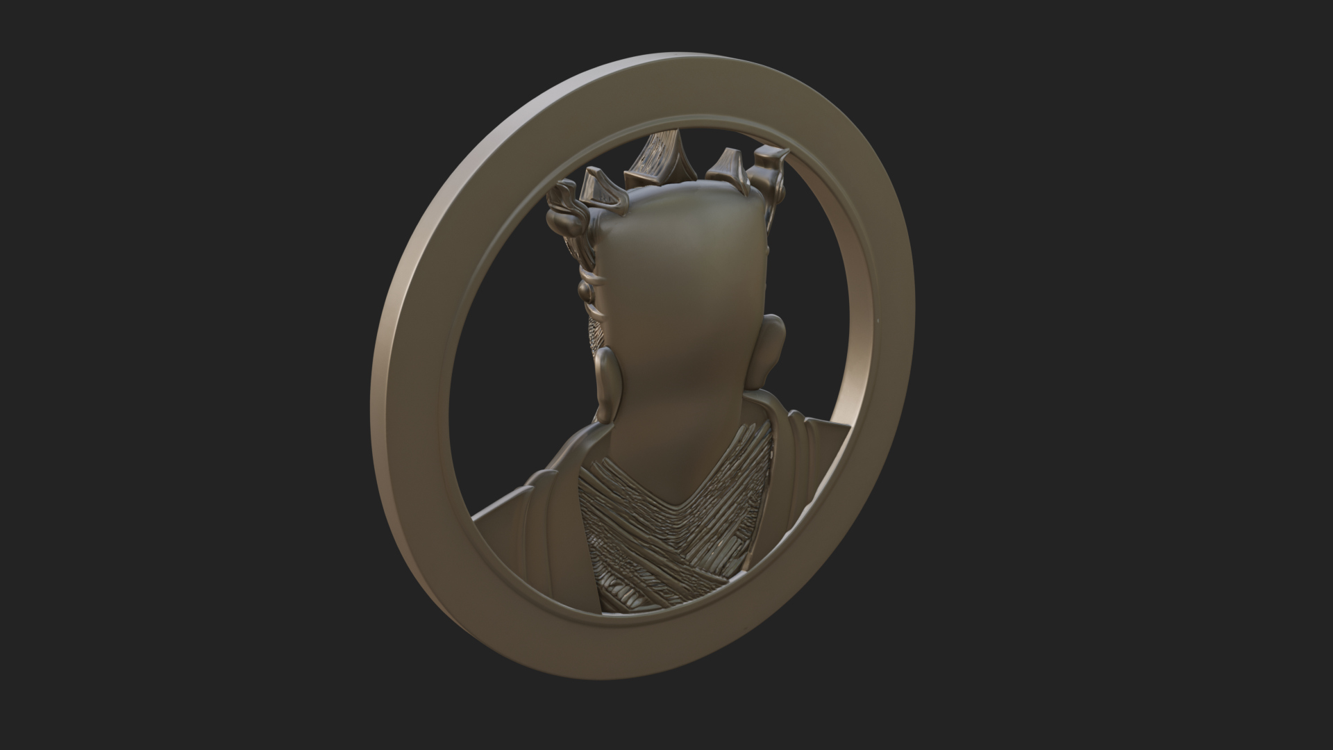 Crowned King Oval Relief Plaque Design 2 3D Print Model 3D Model