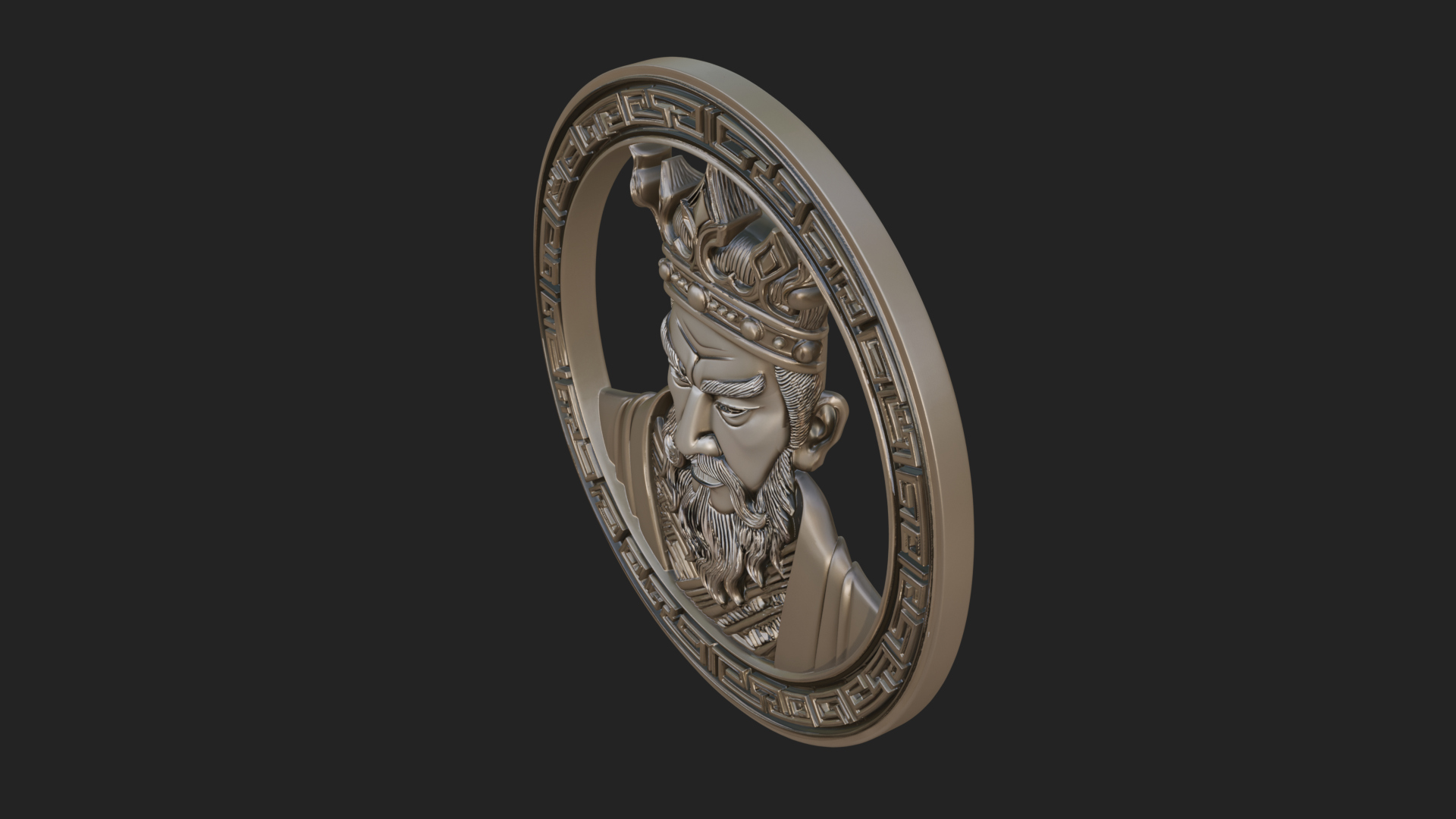 Crowned King Oval Relief Plaque Design 2 3D Print Model 3D Model