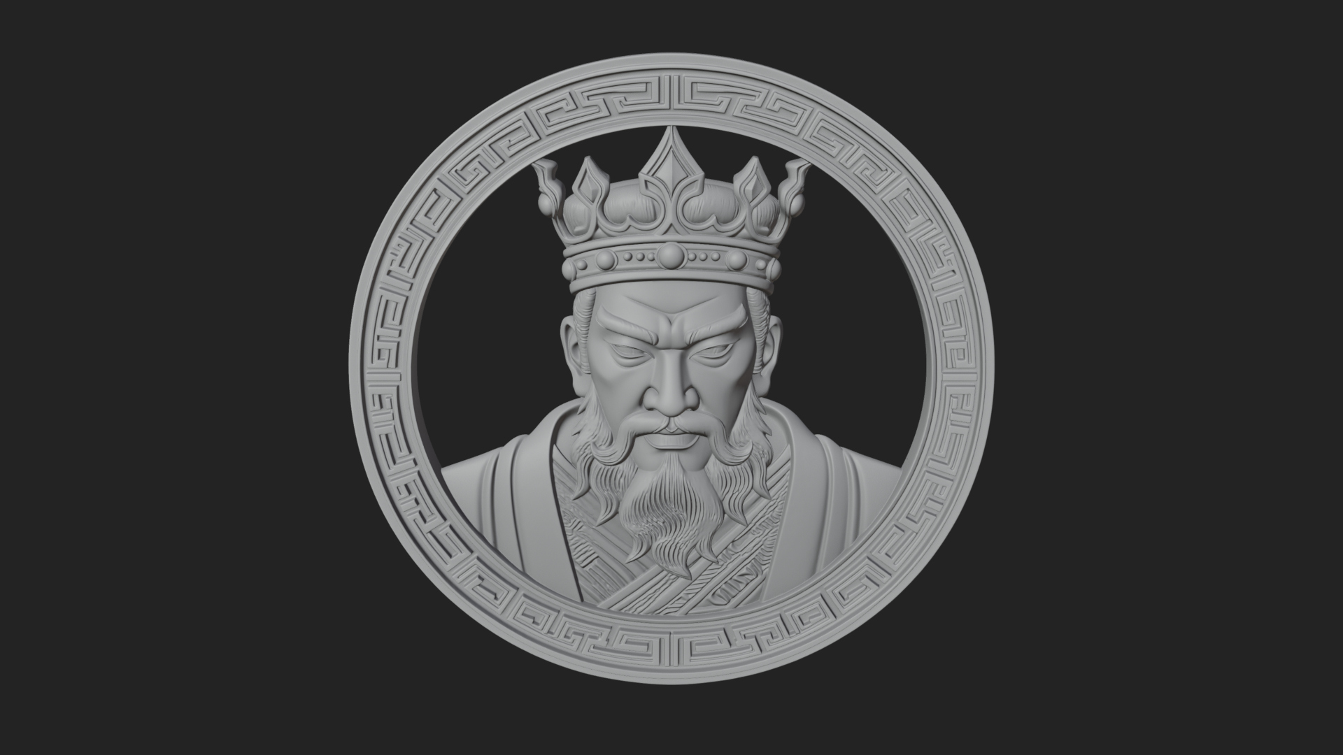 Crowned King Oval Relief Plaque Design 2 3D Print Model 3D Model