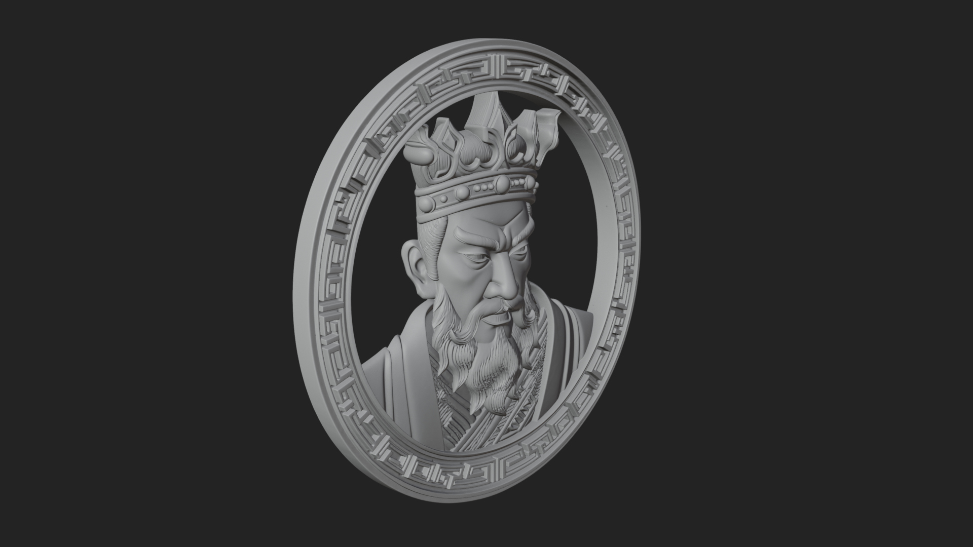 Crowned King Oval Relief Plaque Design 2 3D Print Model 3D Model