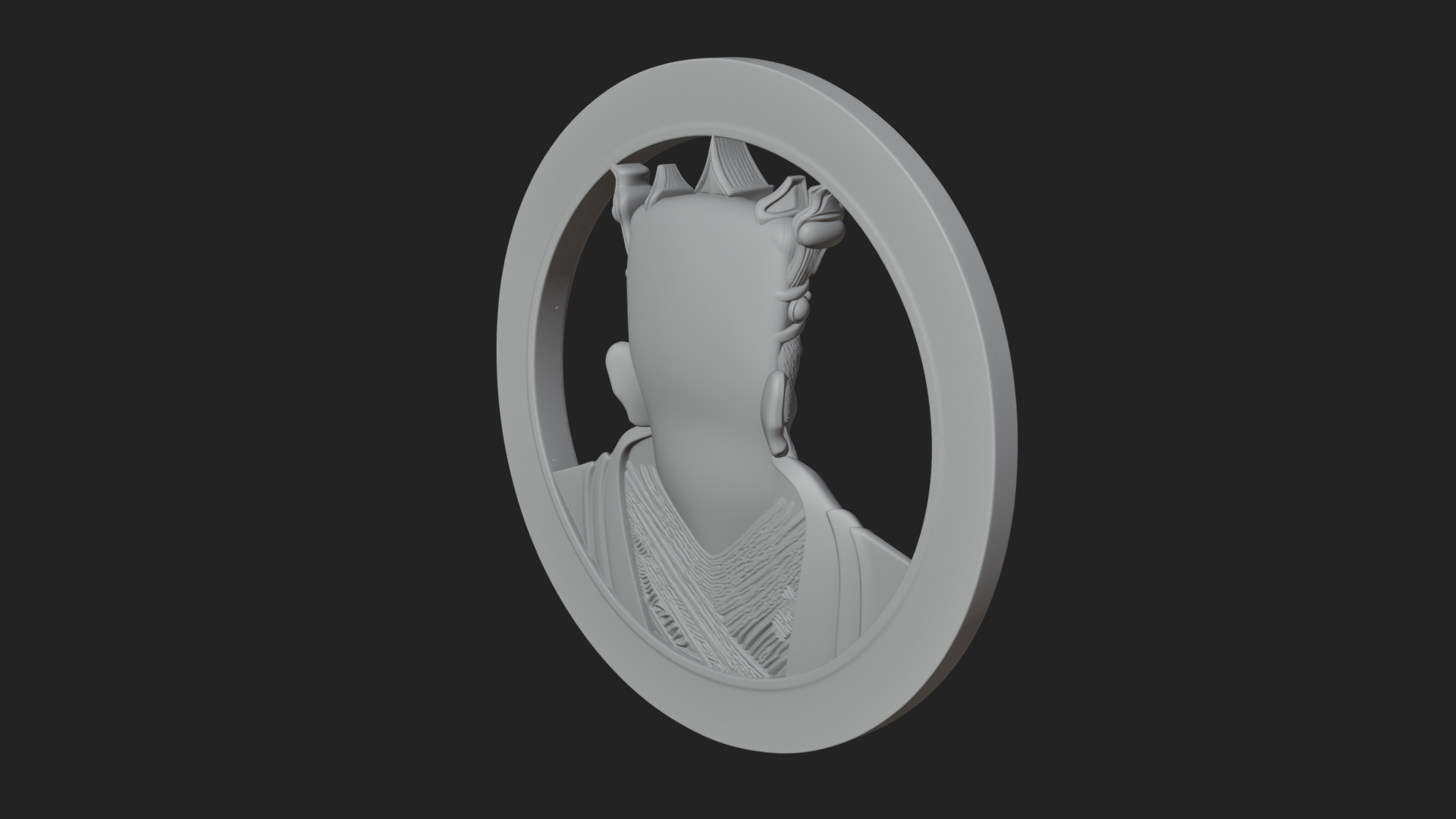 Crowned King Oval Relief Plaque Design 2 3D Print Model 3D Model