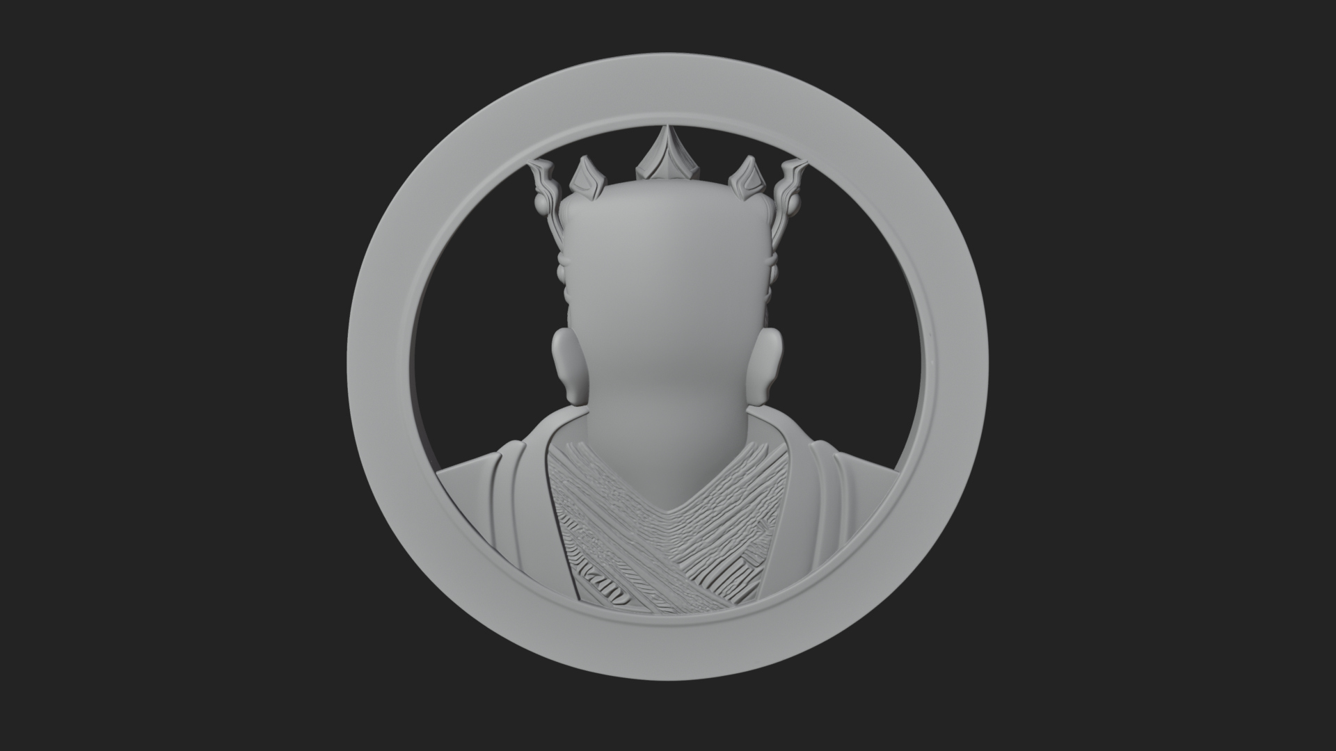 Crowned King Oval Relief Plaque Design 2 3D Print Model 3D Model