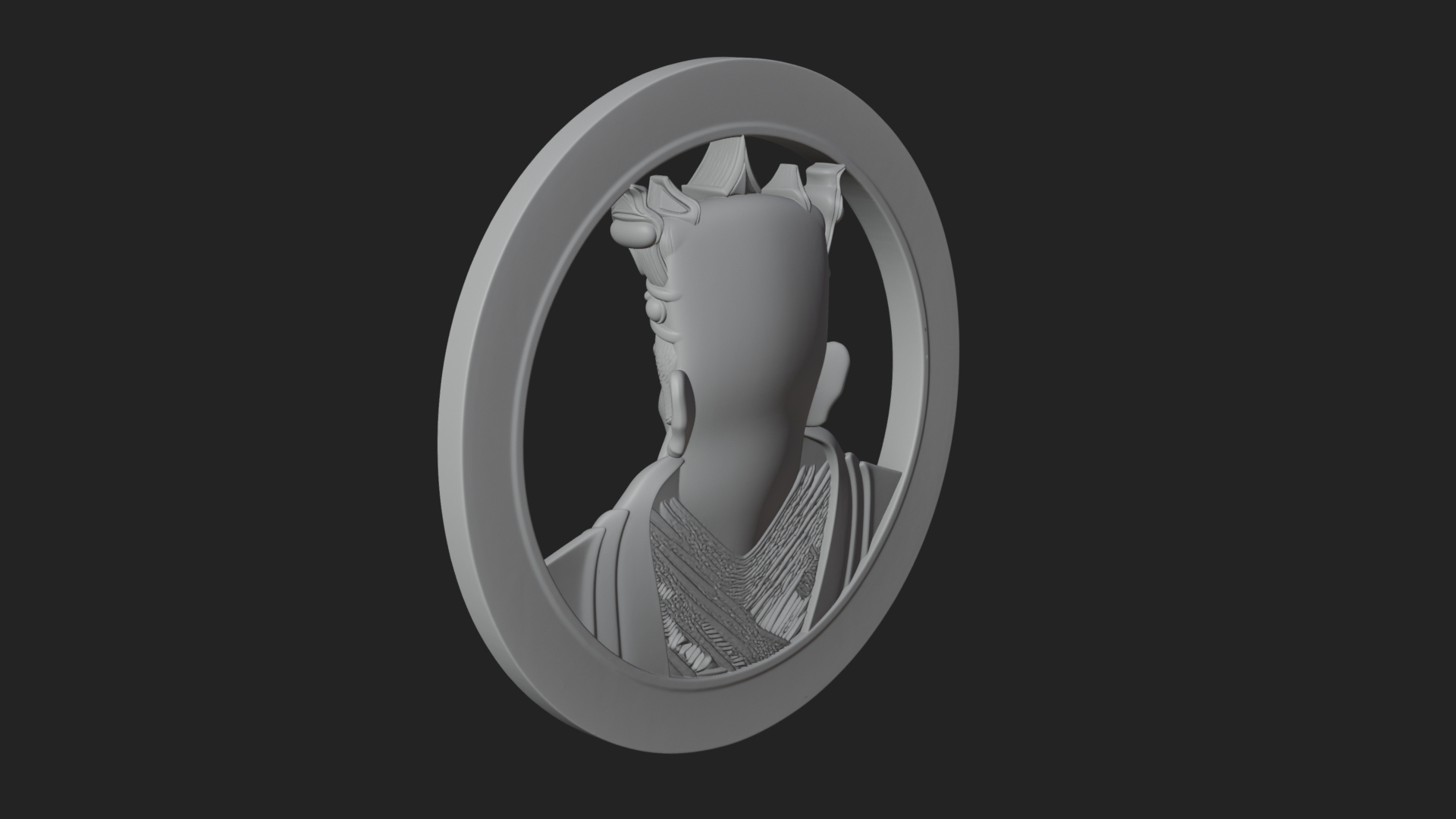 Crowned King Oval Relief Plaque Design 2 3D Print Model 3D Model