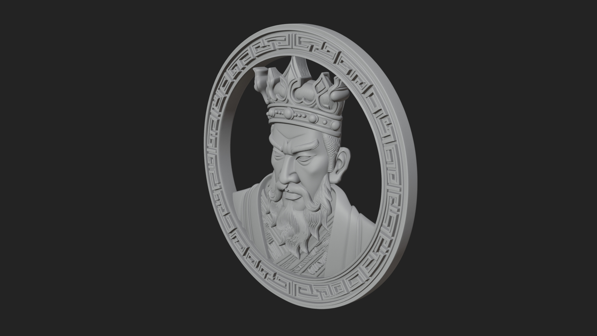 Crowned King Oval Relief Plaque Design 2 3D Print Model 3D Model