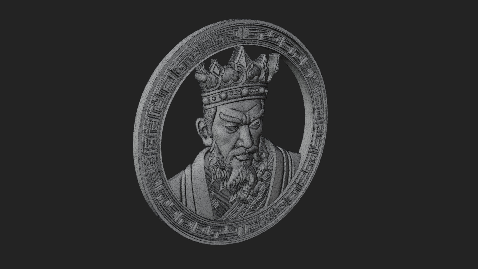 Crowned King Oval Relief Plaque Design 2 3D Print Model 3D Model