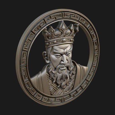 Crowned King Oval Relief Plaque Design 2 3D Print Model