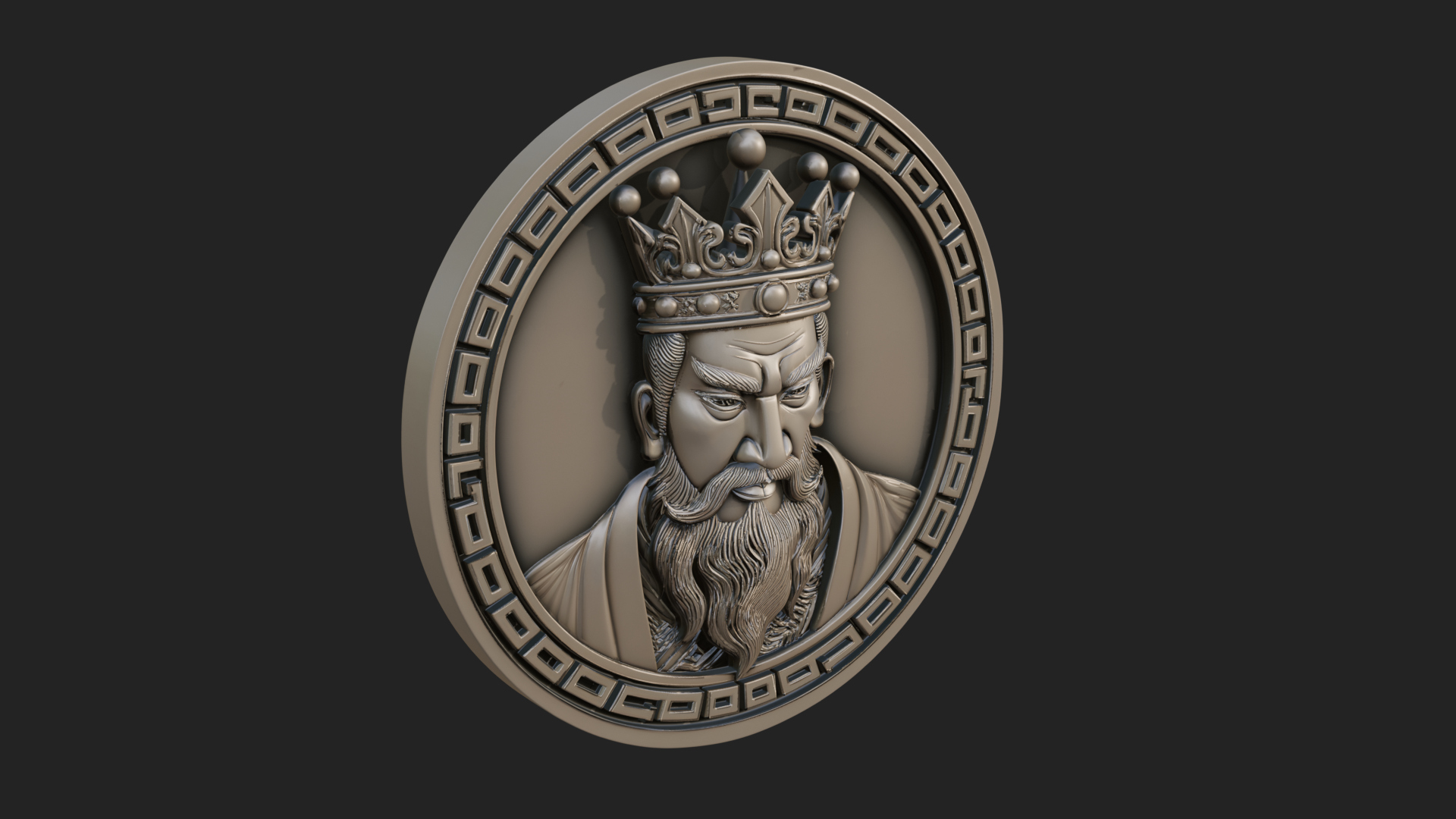 Crowned King Oval Relief Plaque Design 3 3D Print Model 3D Model