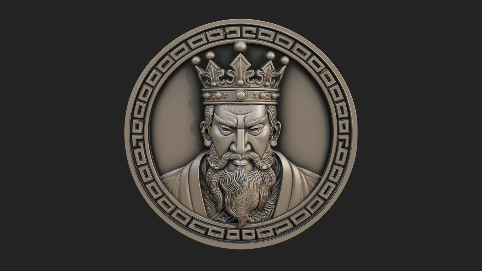 Crowned King Oval Relief Plaque Design 3 3D Print Model 3D Model