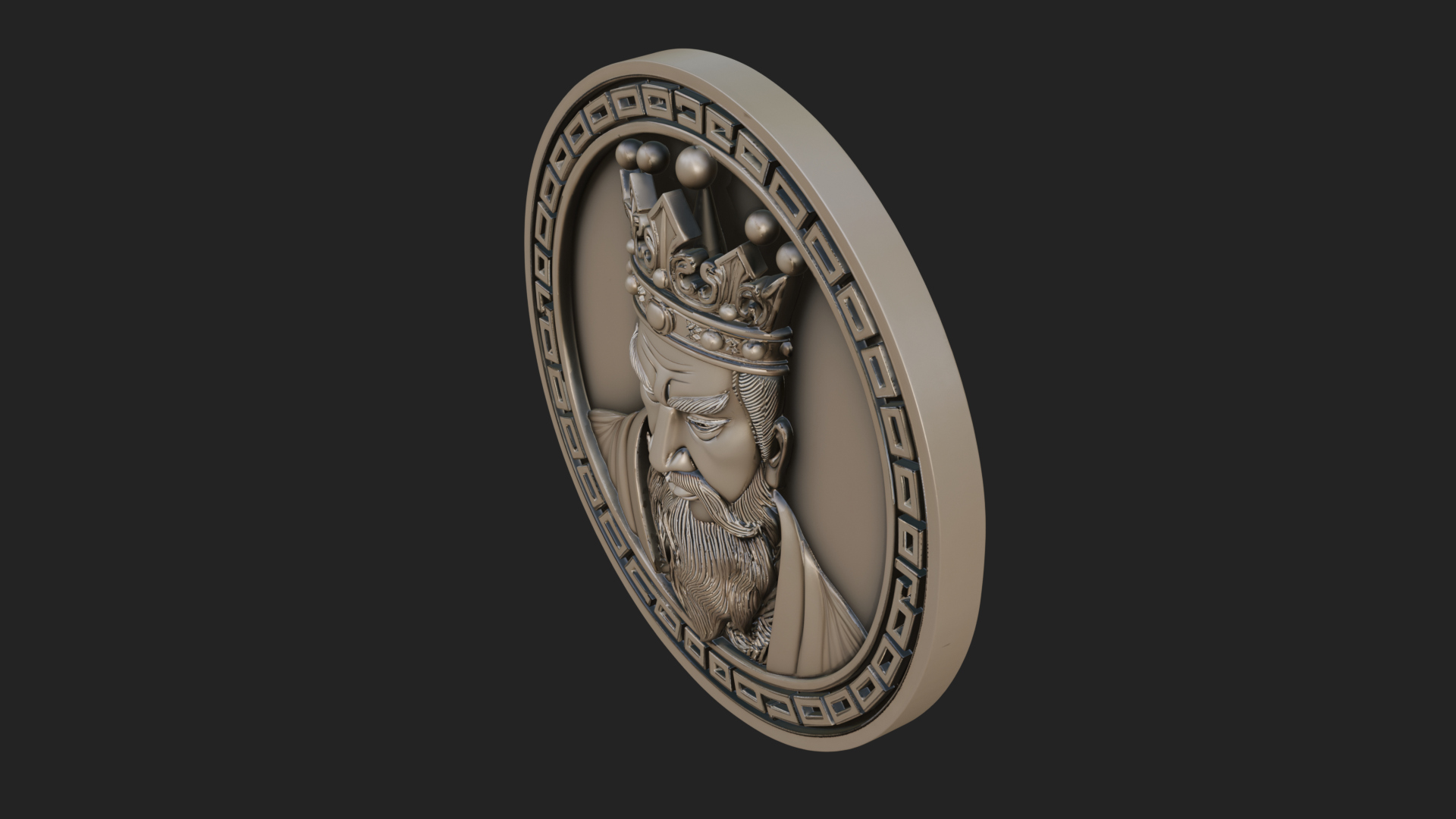 Crowned King Oval Relief Plaque Design 3 3D Print Model 3D Model