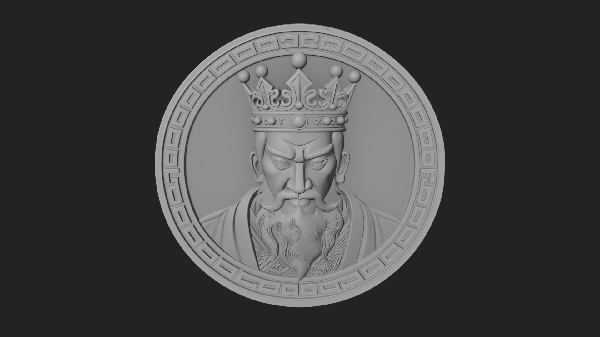 Crowned King Oval Relief Plaque Design 3 3D Print Model 3D Model