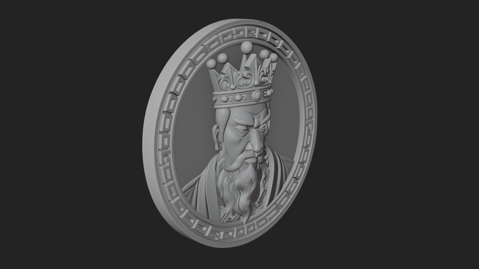 Crowned King Oval Relief Plaque Design 3 3D Print Model 3D Model