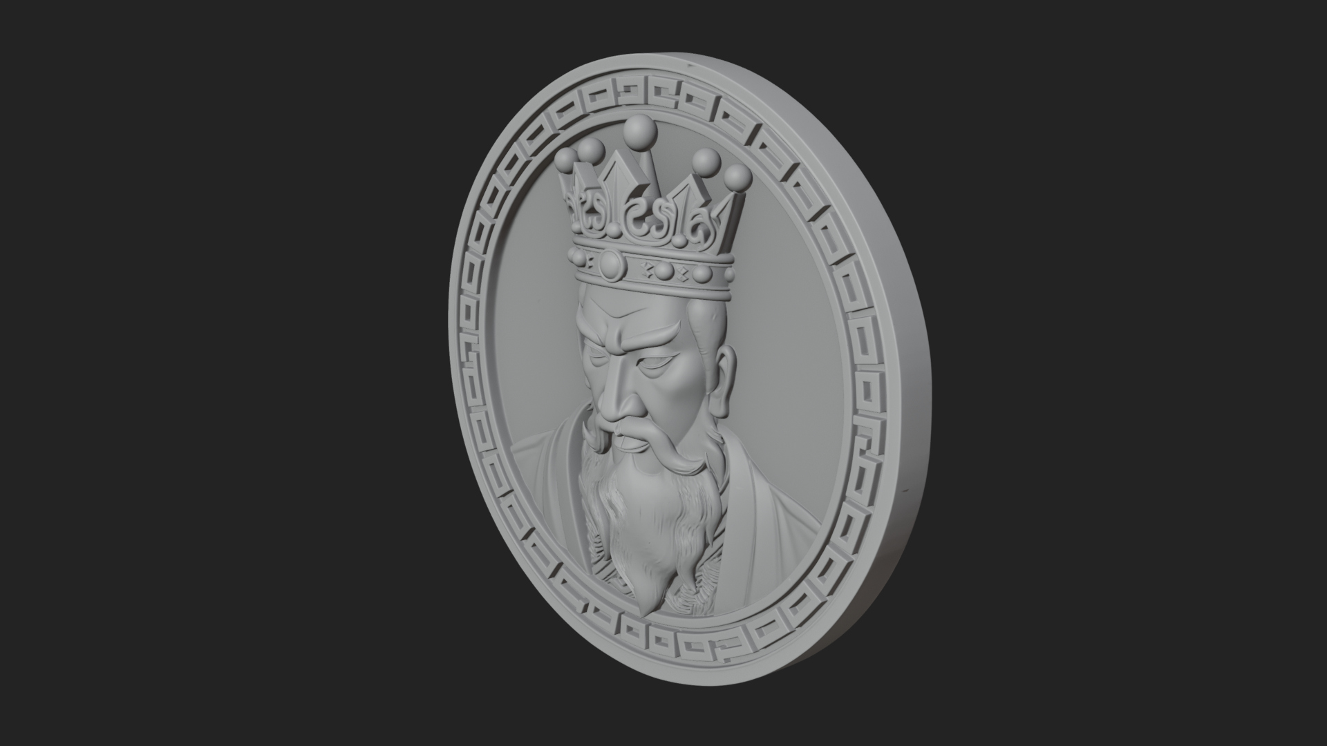 Crowned King Oval Relief Plaque Design 3 3D Print Model 3D Model