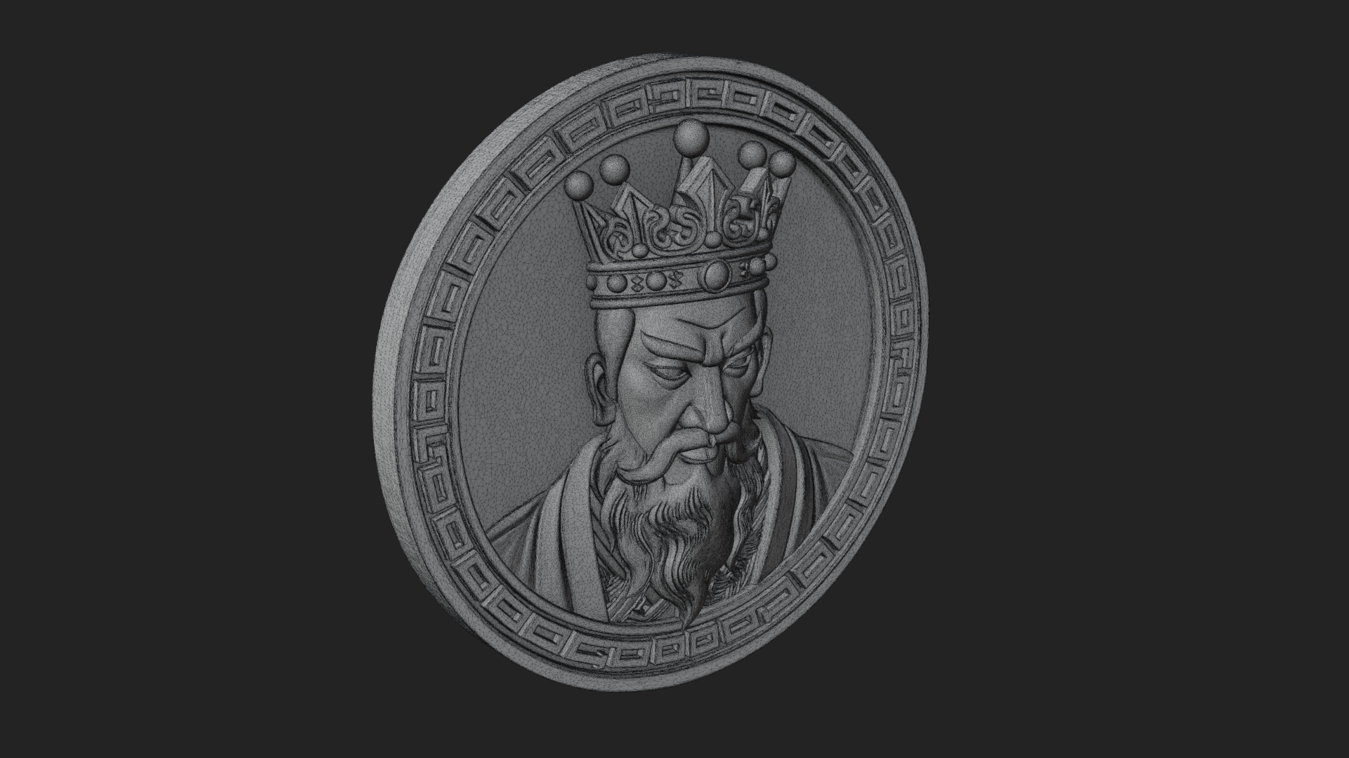 Crowned King Oval Relief Plaque Design 3 3D Print Model 3D Model