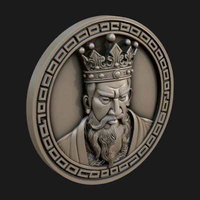 Crowned King Oval Relief Plaque Design 3 3D Print Model