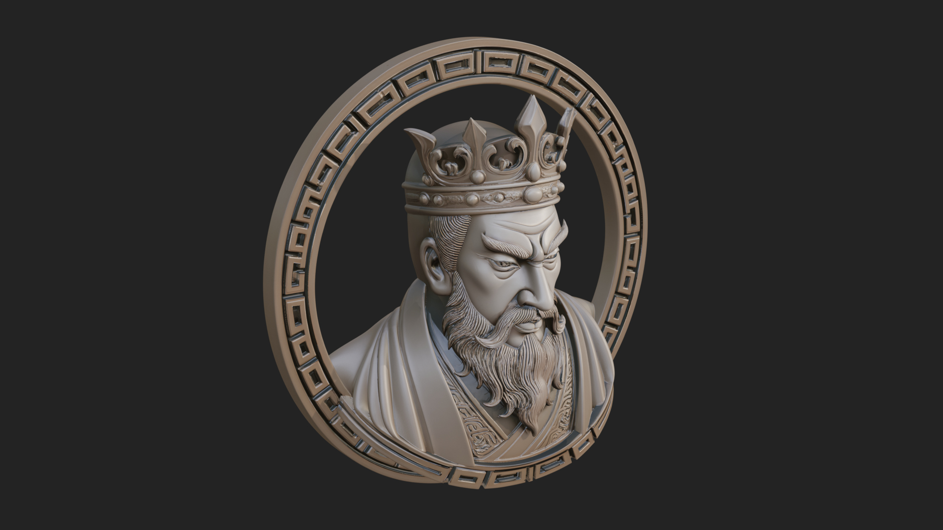 Crowned King Oval Relief Plaque Design 4 3D Print Model 3D Model