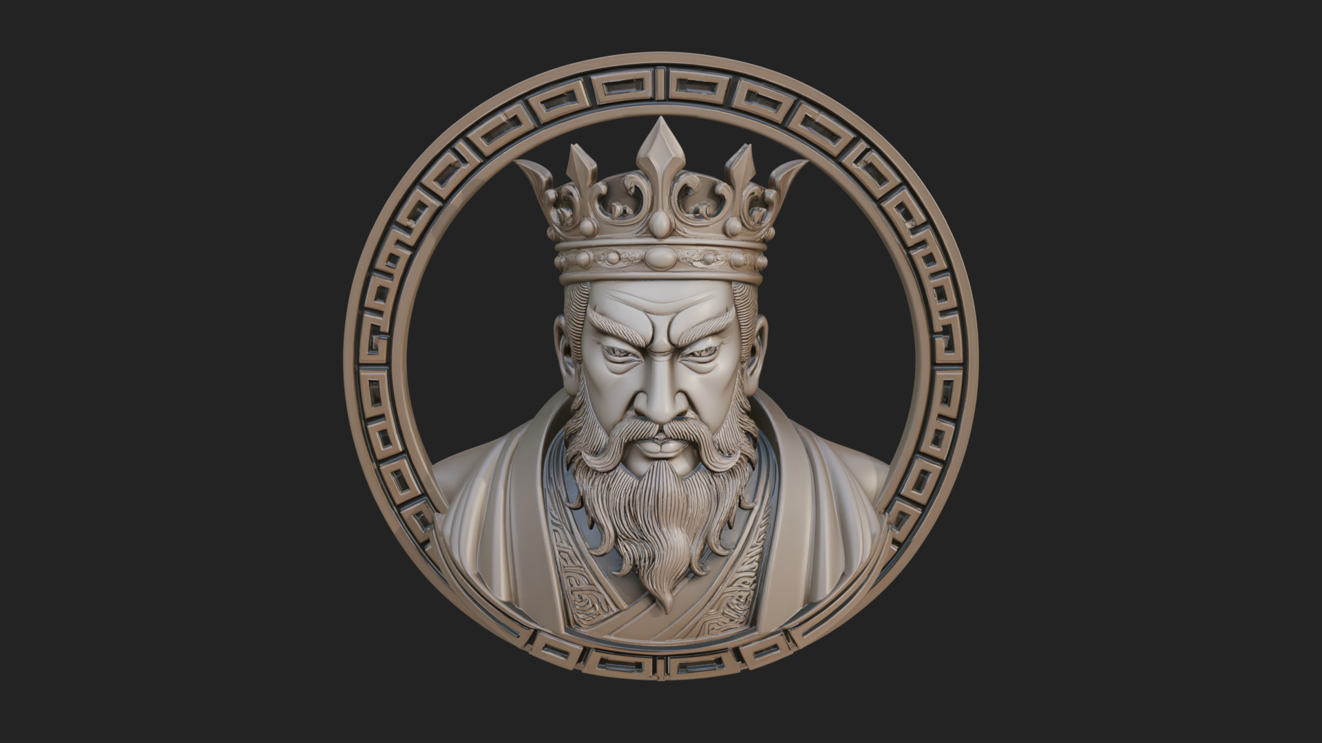 Crowned King Oval Relief Plaque Design 4 3D Print Model 3D Model