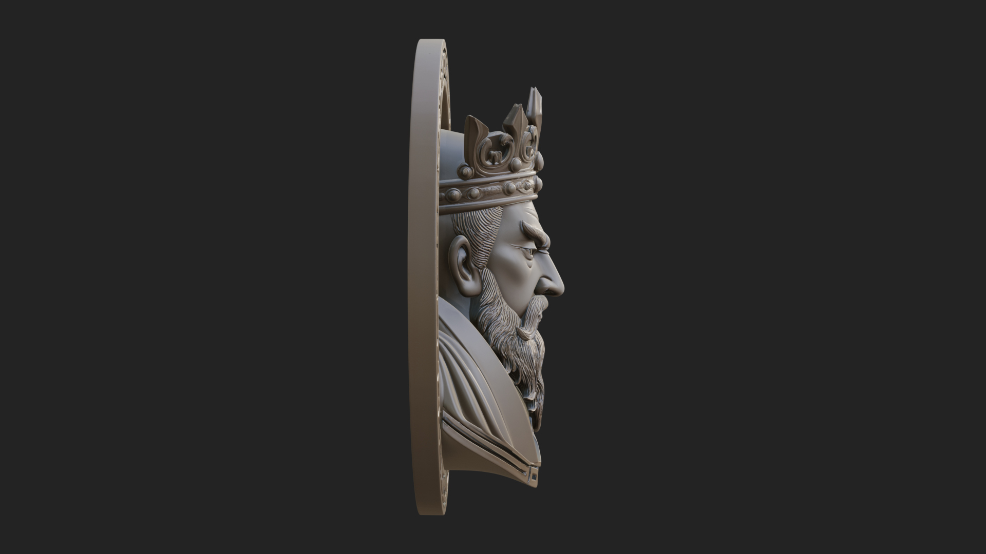 Crowned King Oval Relief Plaque Design 4 3D Print Model 3D Model