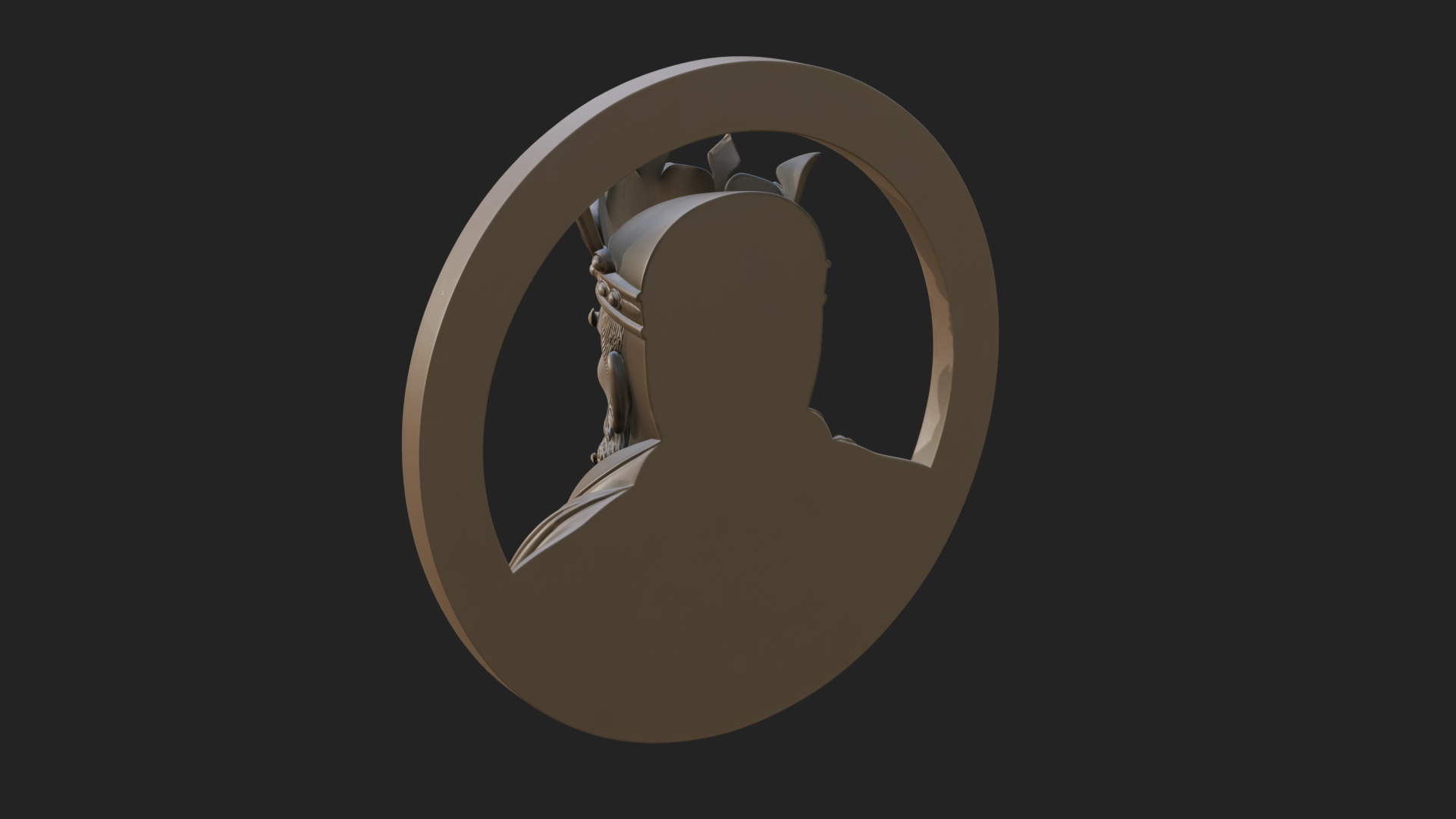 Crowned King Oval Relief Plaque Design 4 3D Print Model 3D Model