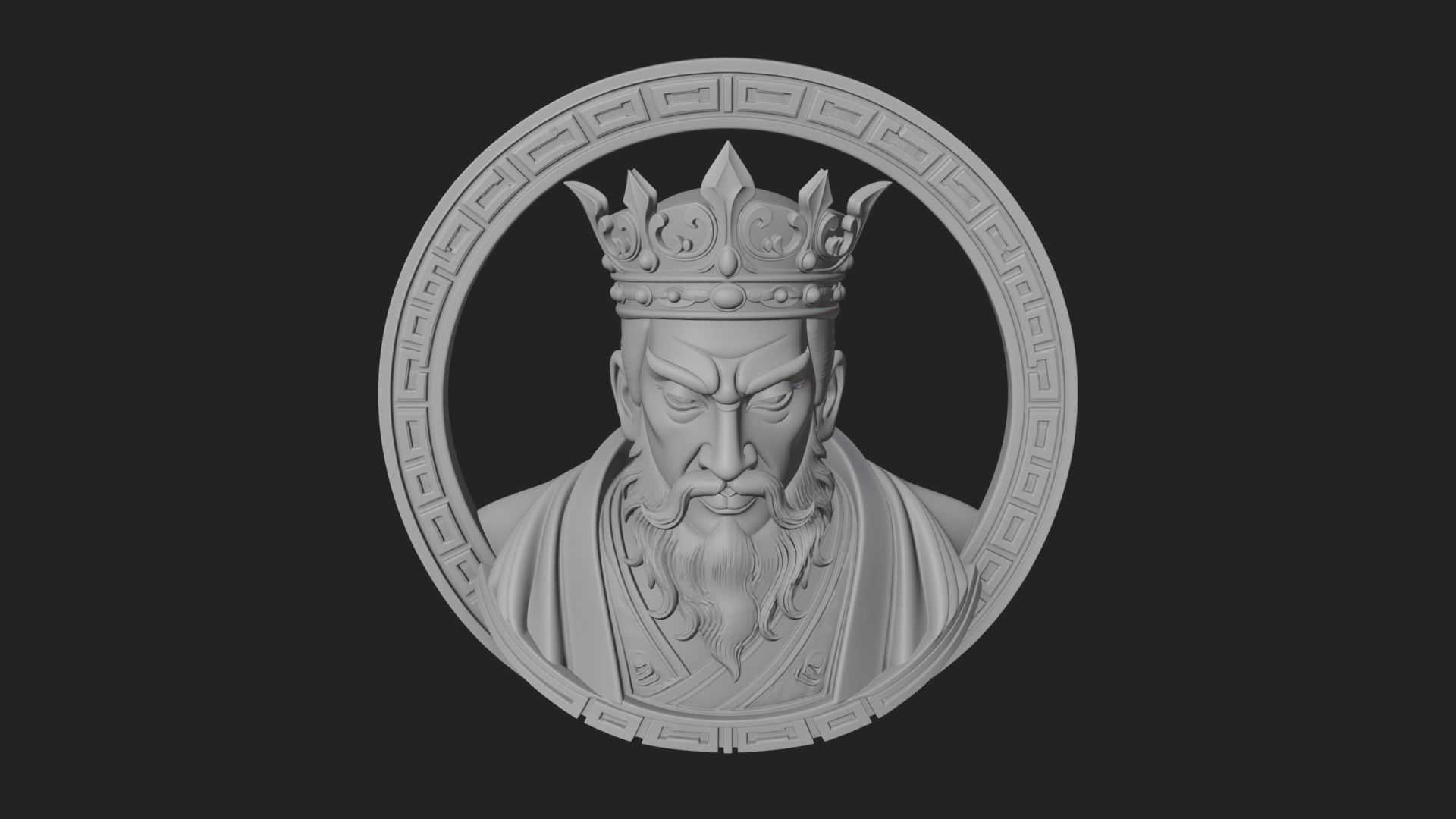 Crowned King Oval Relief Plaque Design 4 3D Print Model 3D Model