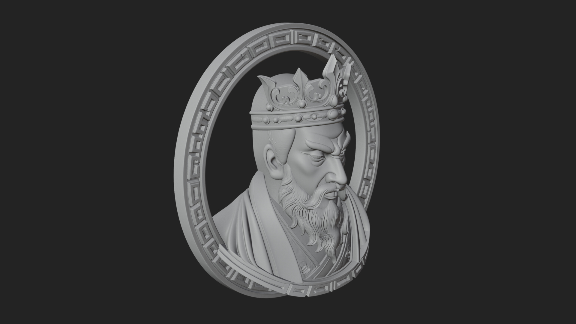 Crowned King Oval Relief Plaque Design 4 3D Print Model 3D Model