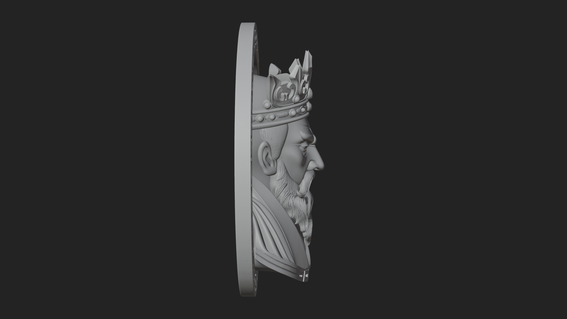 Crowned King Oval Relief Plaque Design 4 3D Print Model 3D Model