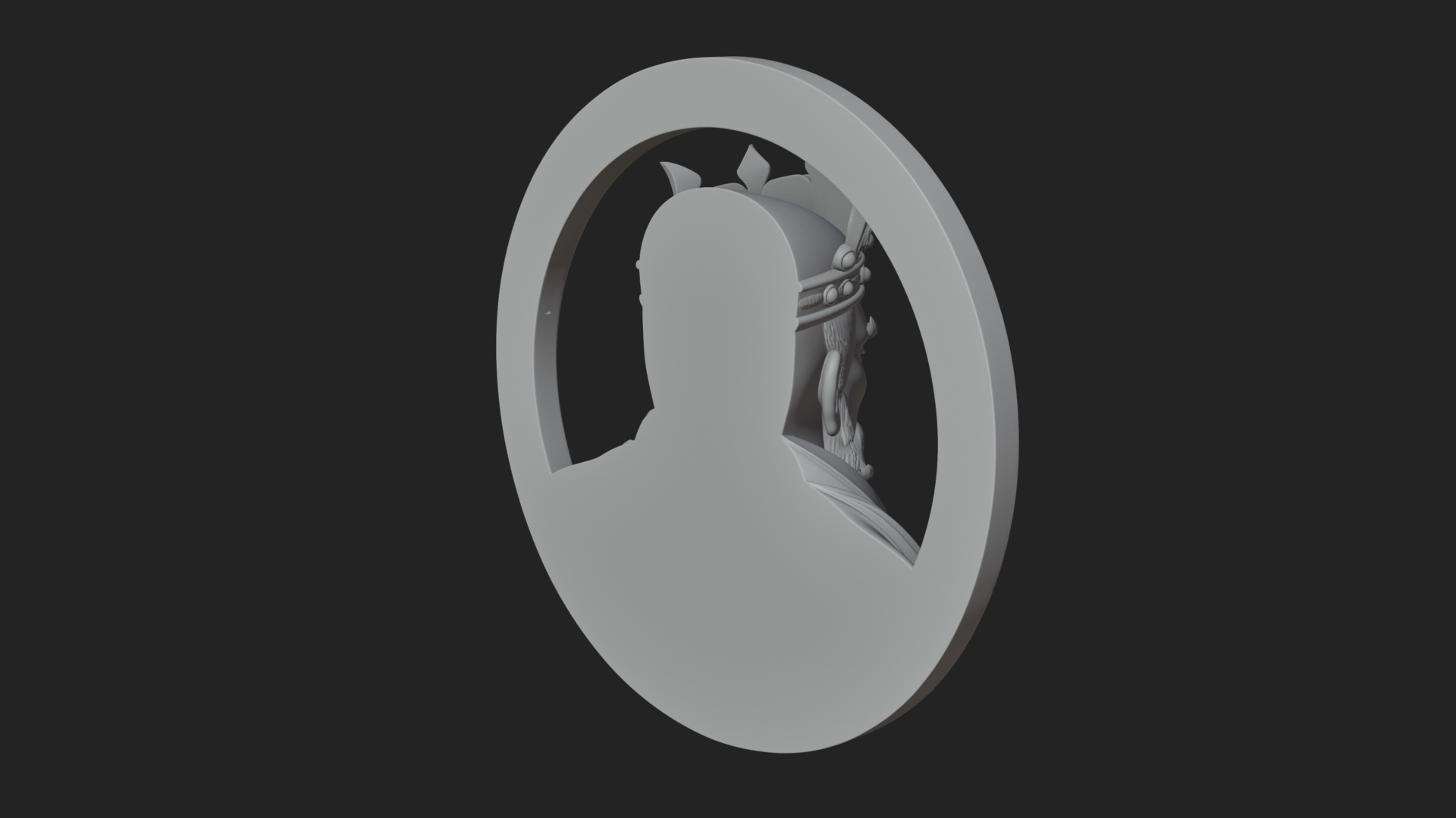 Crowned King Oval Relief Plaque Design 4 3D Print Model 3D Model