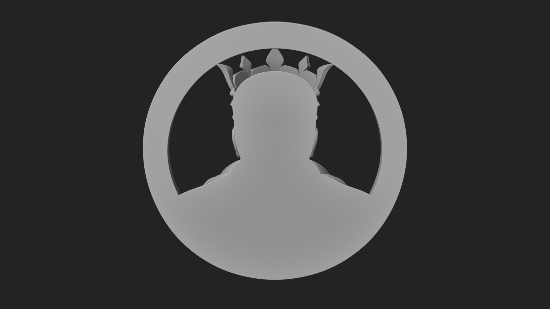 Crowned King Oval Relief Plaque Design 4 3D Print Model 3D Model