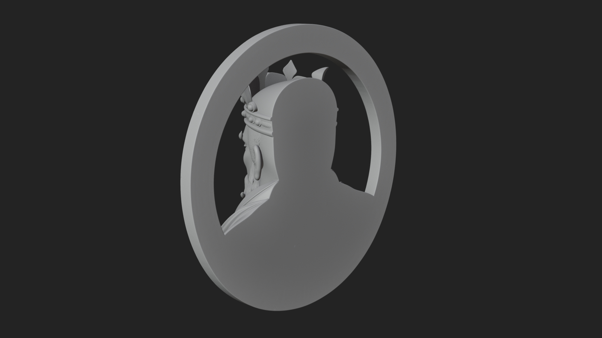 Crowned King Oval Relief Plaque Design 4 3D Print Model 3D Model