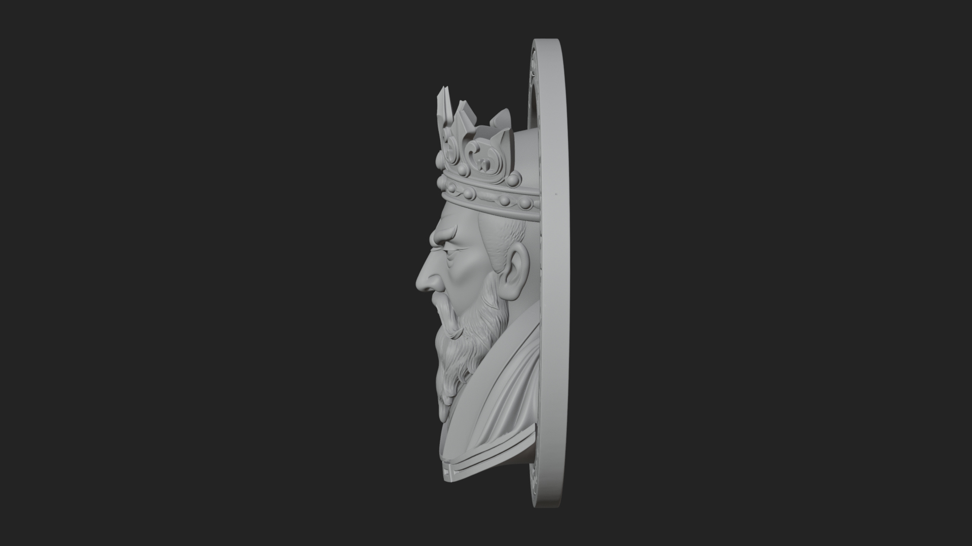 Crowned King Oval Relief Plaque Design 4 3D Print Model 3D Model