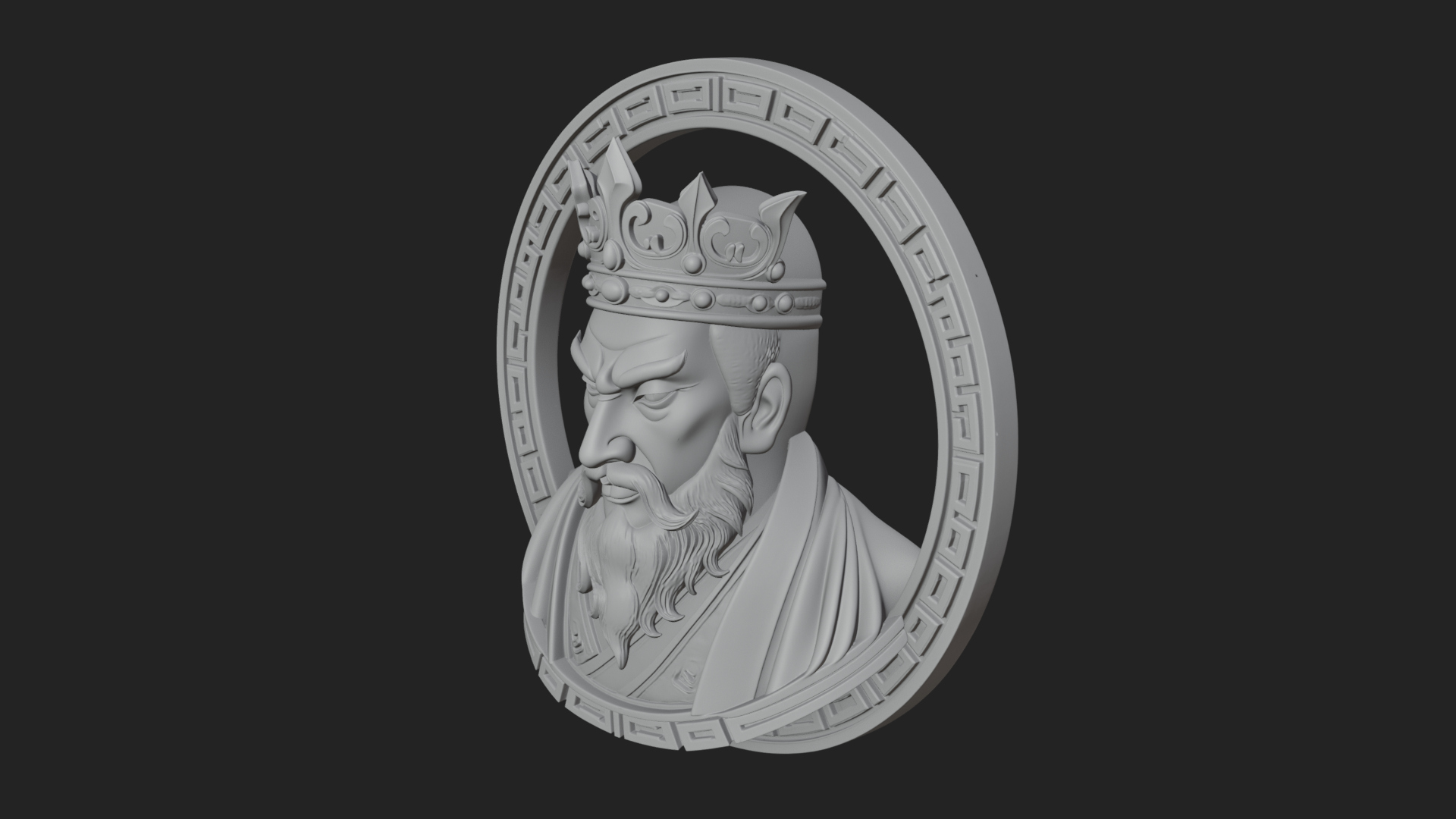 Crowned King Oval Relief Plaque Design 4 3D Print Model 3D Model