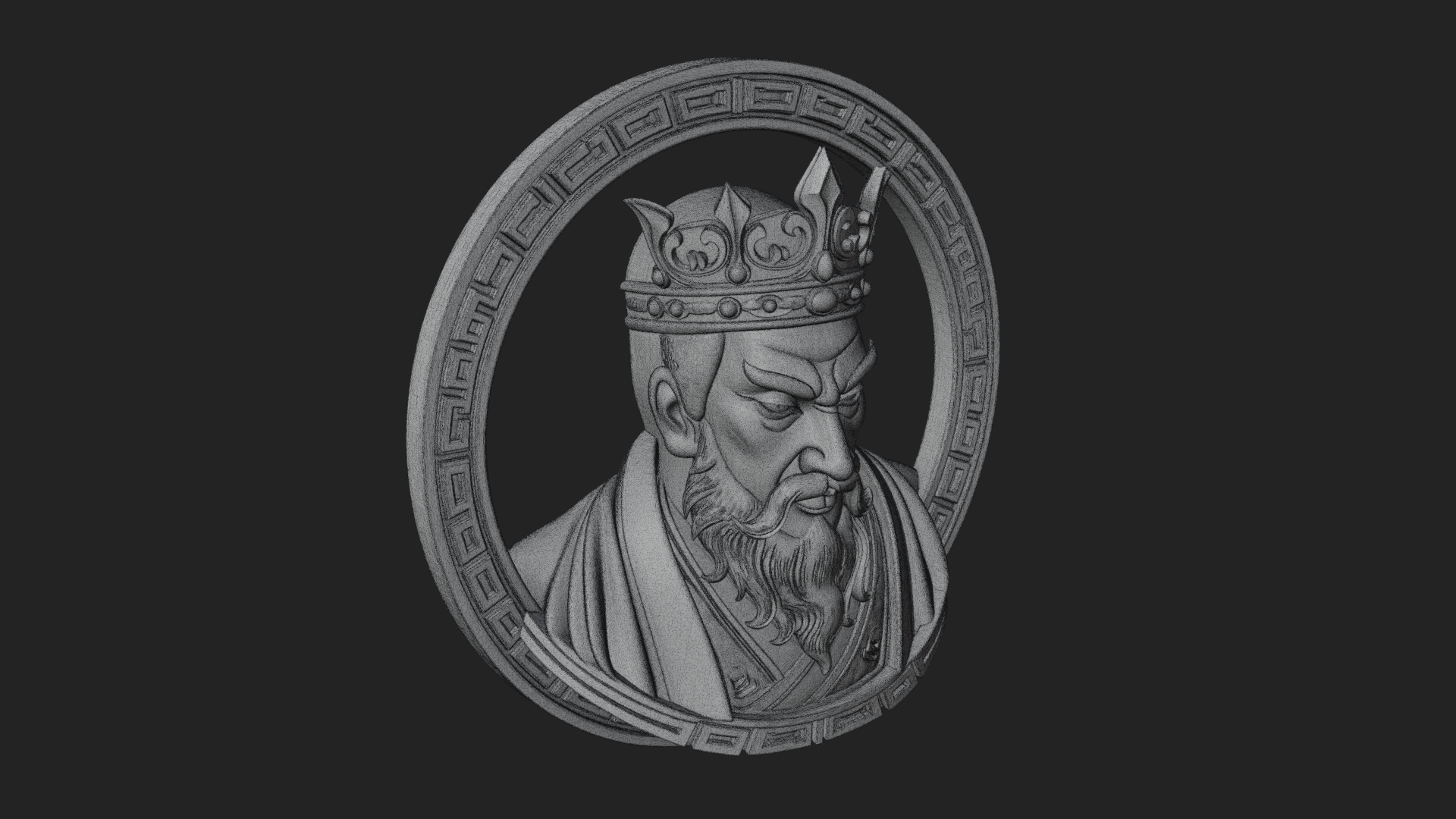 Crowned King Oval Relief Plaque Design 4 3D Print Model 3D Model