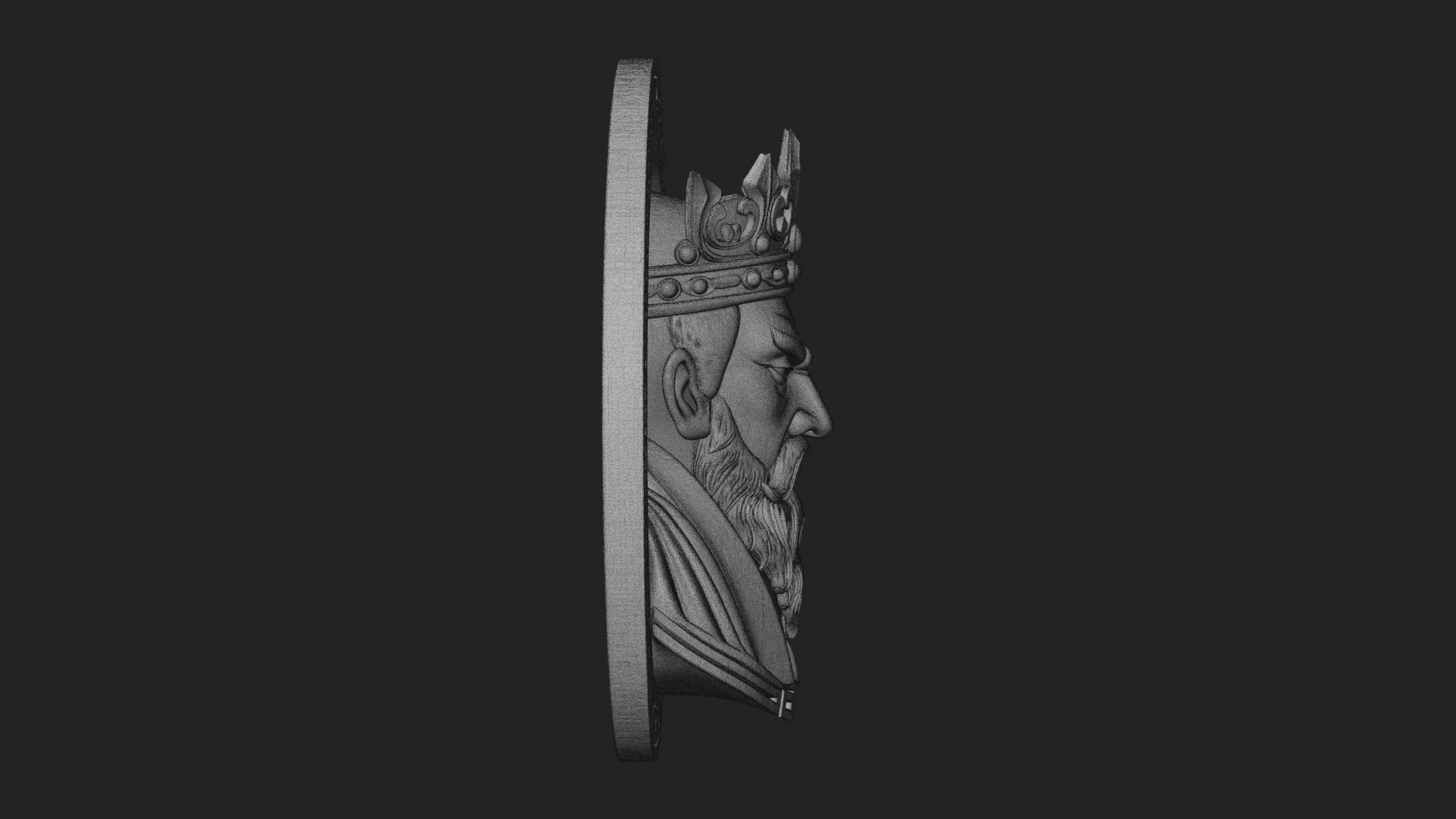 Crowned King Oval Relief Plaque Design 4 3D Print Model 3D Model