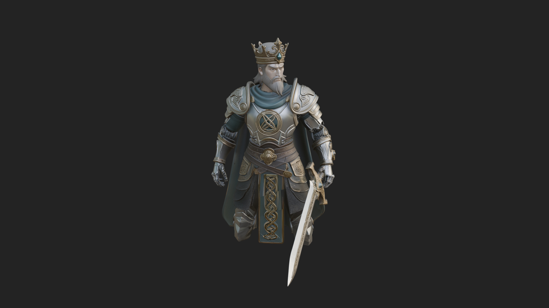Crowned Knight King Statue Design 10 3D Print Model 3D Model