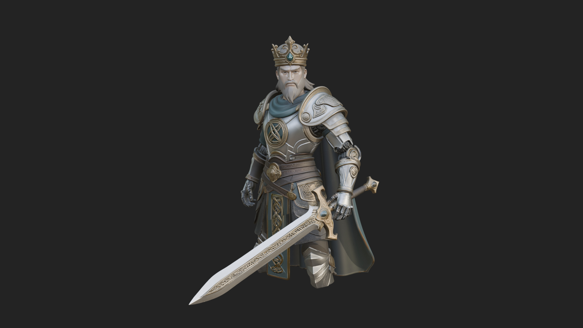 Crowned Knight King Statue Design 10 3D Print Model 3D Model