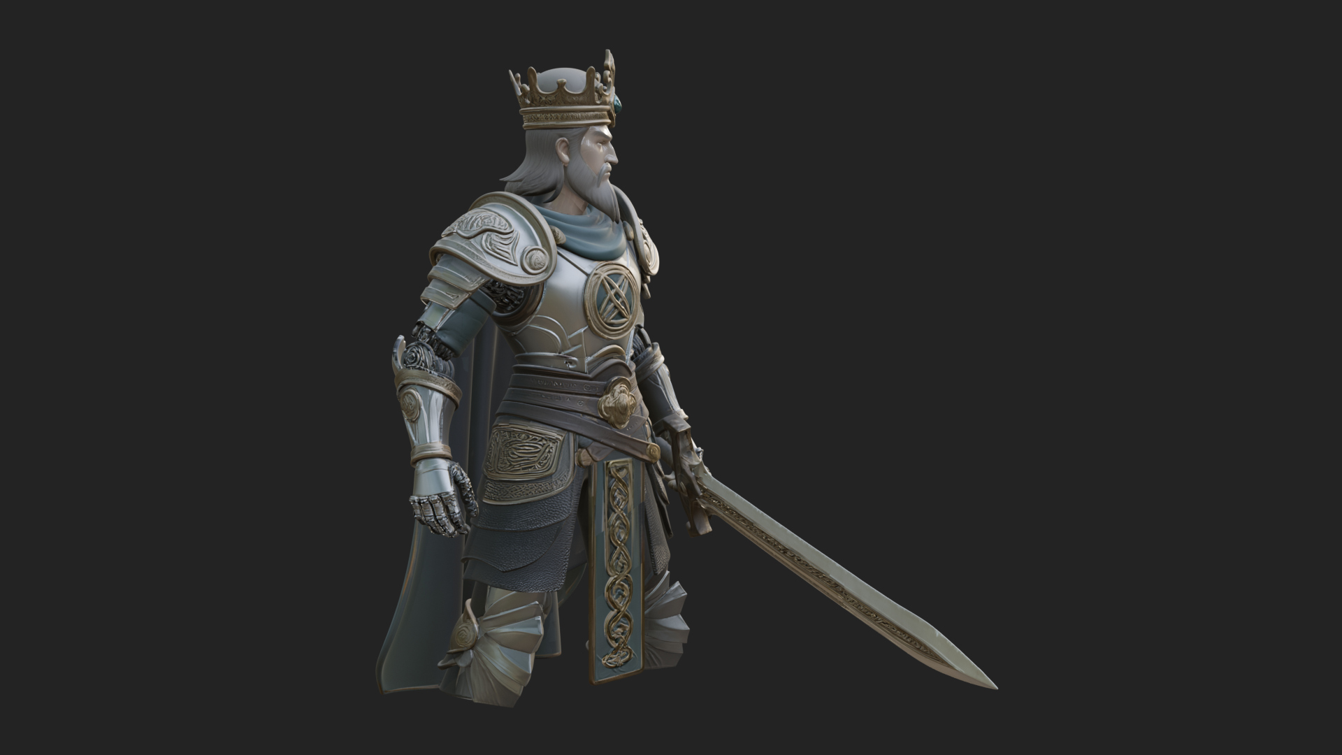 Crowned Knight King Statue Design 10 3D Print Model 3D Model