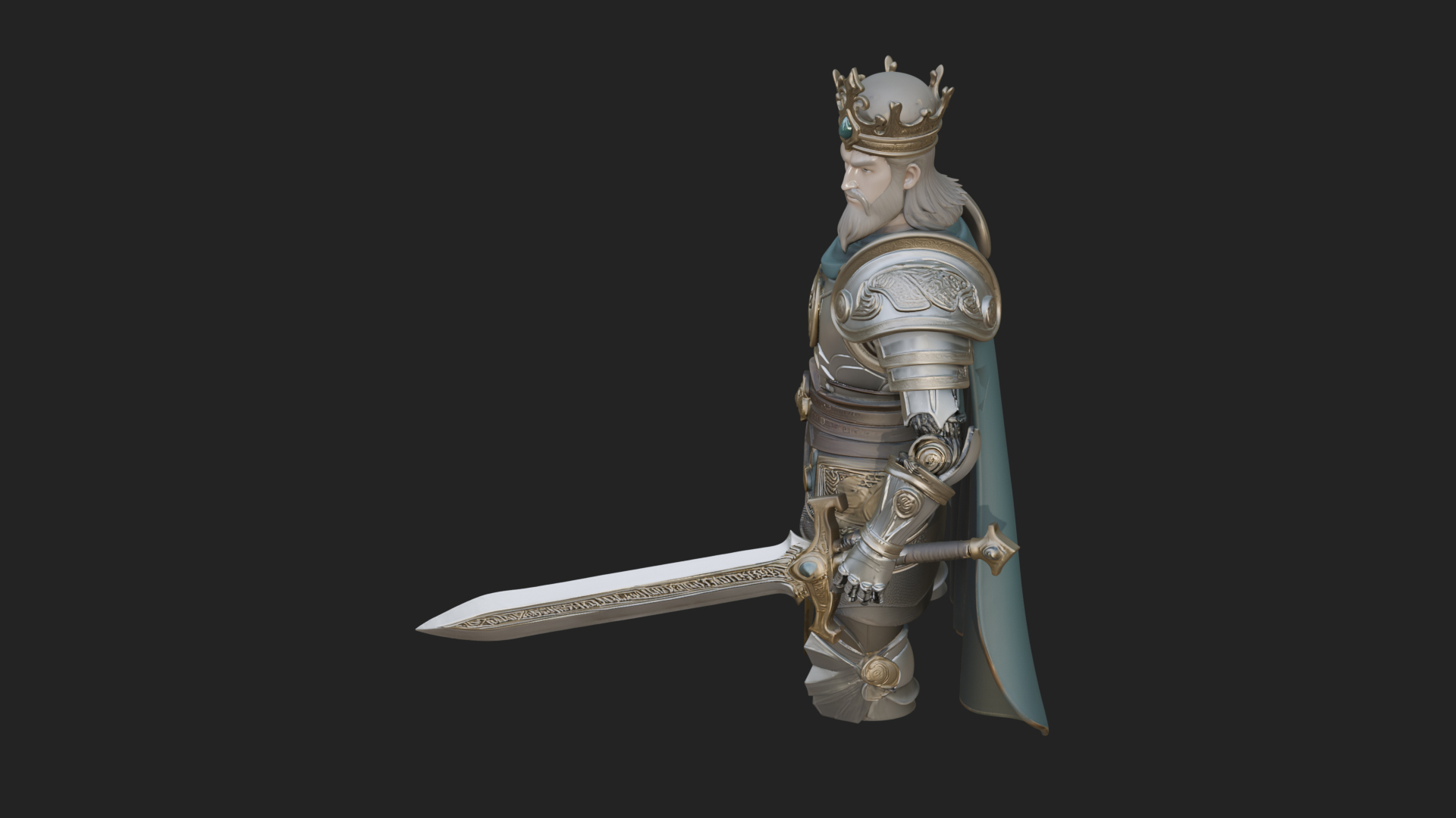 Crowned Knight King Statue Design 10 3D Print Model 3D Model